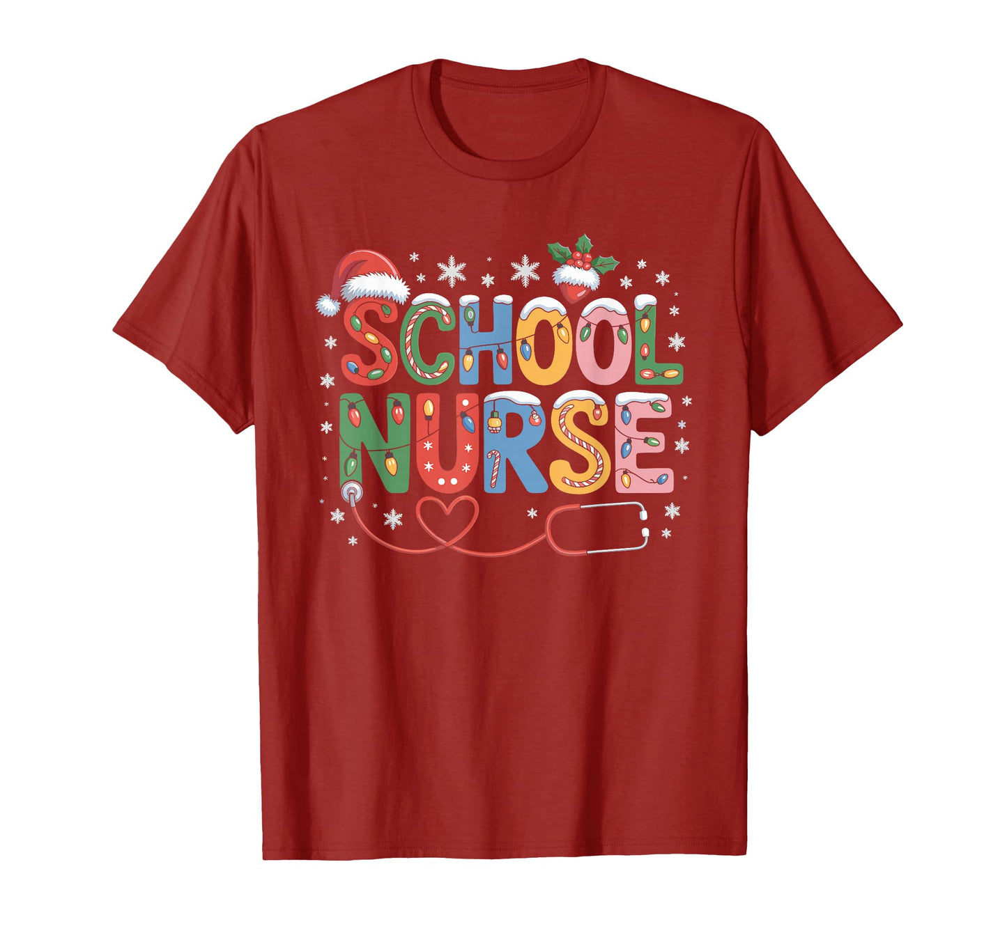 School Nurse Christmas Santa Cap Nursing Humor Xmas T-Shirt