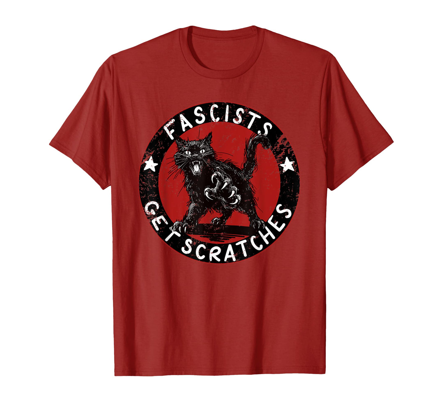 Vintage Black Cats Against Fascists Tee T-Shirt