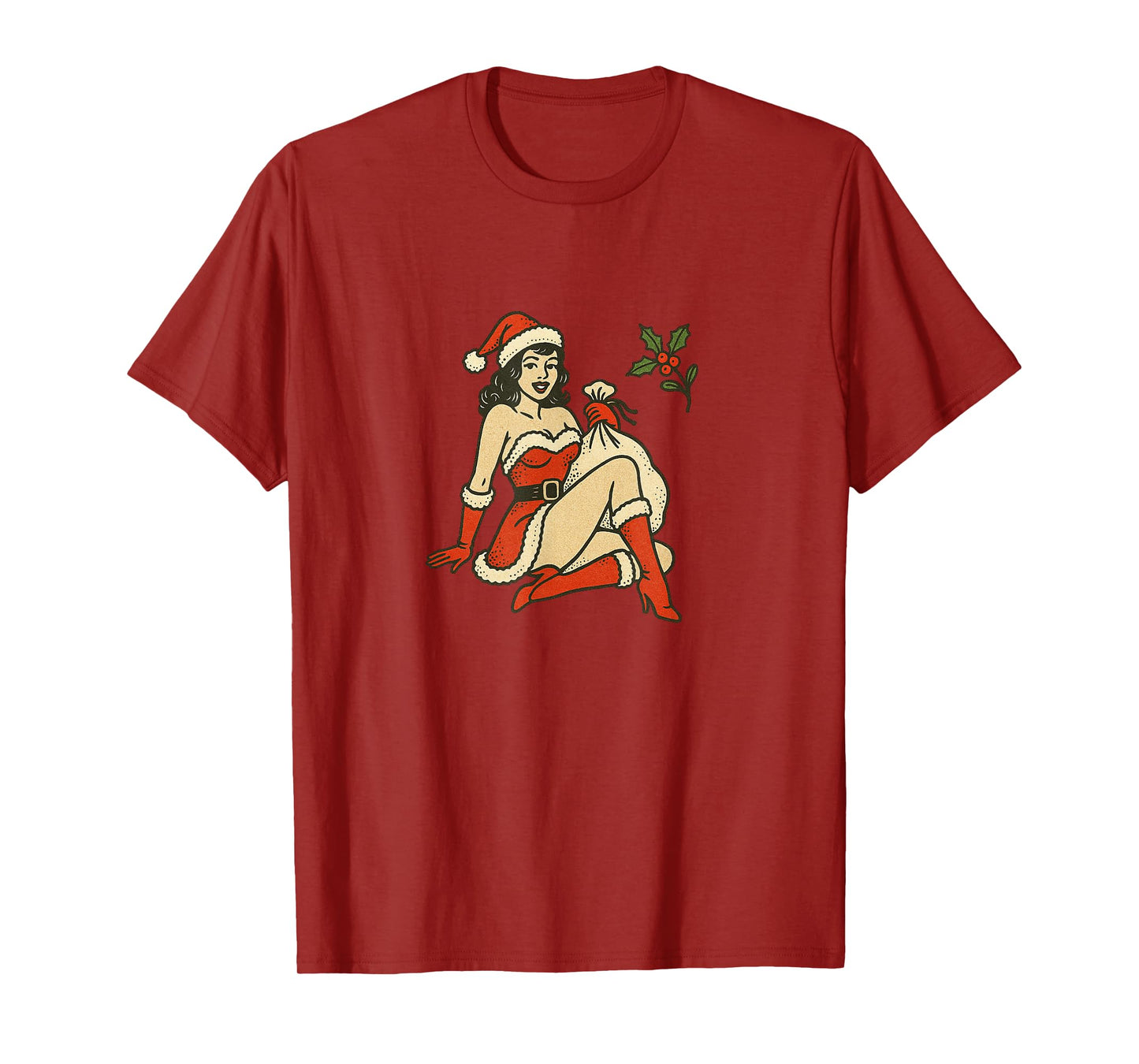 Vintage Merry Christmas Pinup Girl Holiday Retro Art T-Shirt
