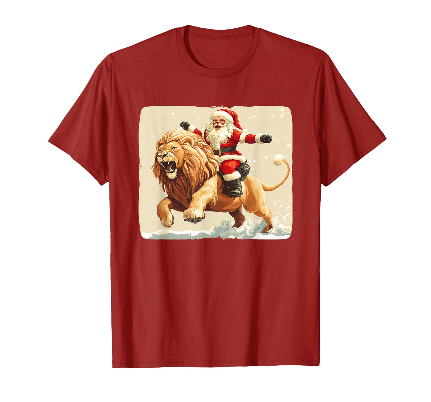 Holiday Cheer with Santa Claus on a Lion Costume T-Shirt