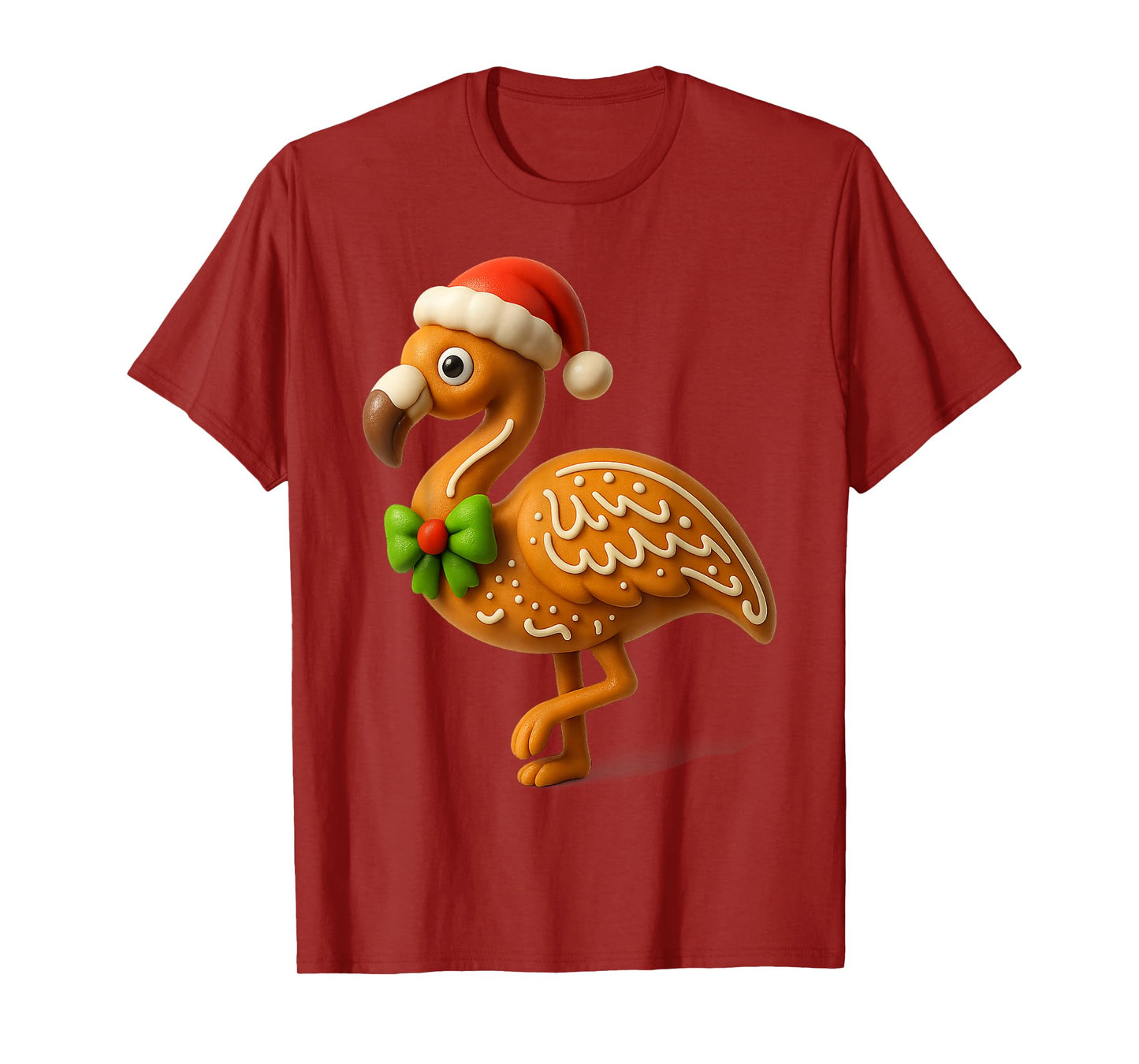 Funny Gingerbread Man Flamingo Christmas Womens Mens Gifts T-Shirt