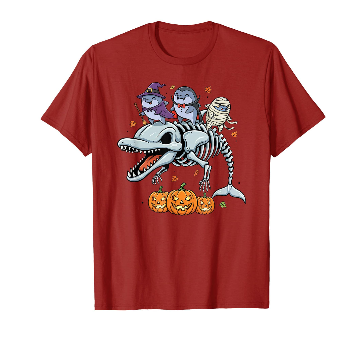 Dolphin Skeleton Mummy Witch Halloween Kids Mens Womens T-Shirt