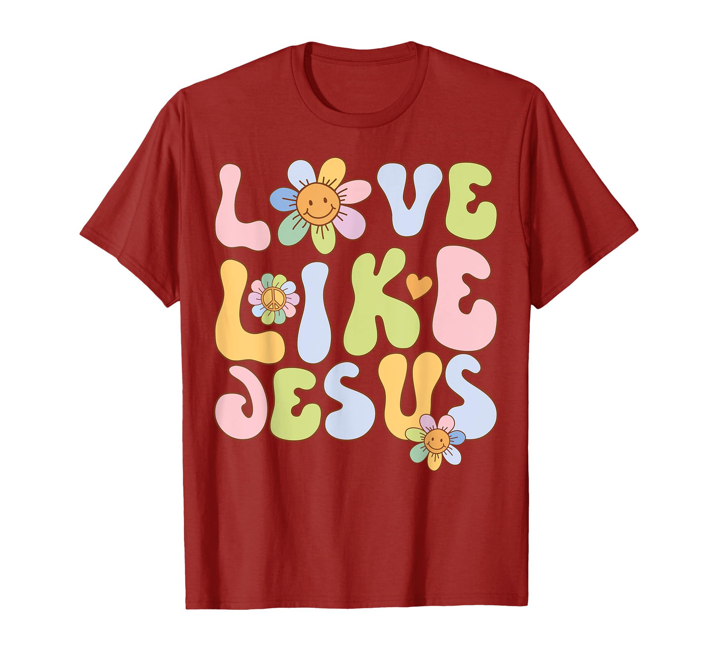 Groovy Love Like Jesus Religious God Christian Graphic T-Shirt