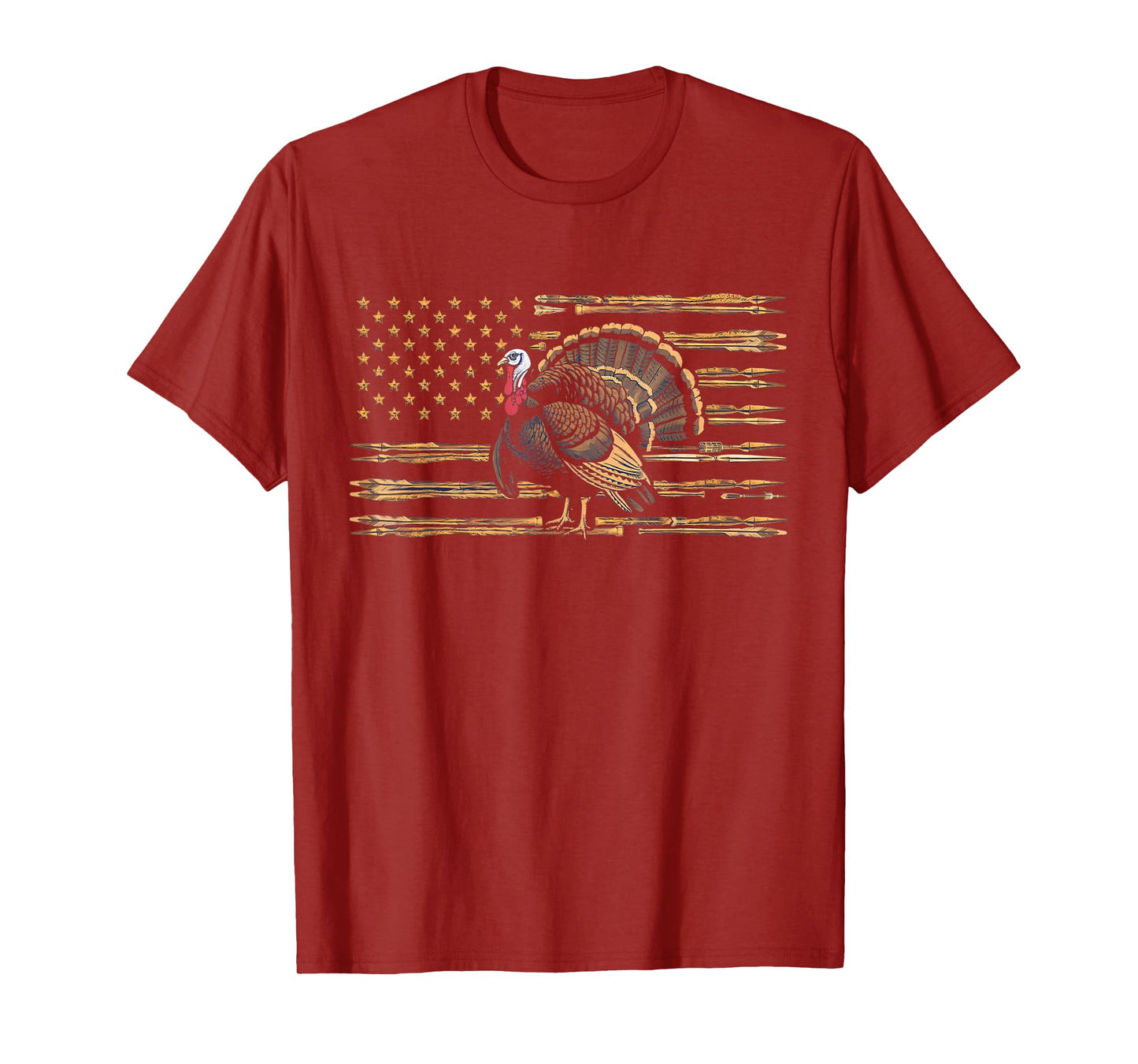Turkey Hunting Graphic American Flag Tree Camouflage T-Shirt