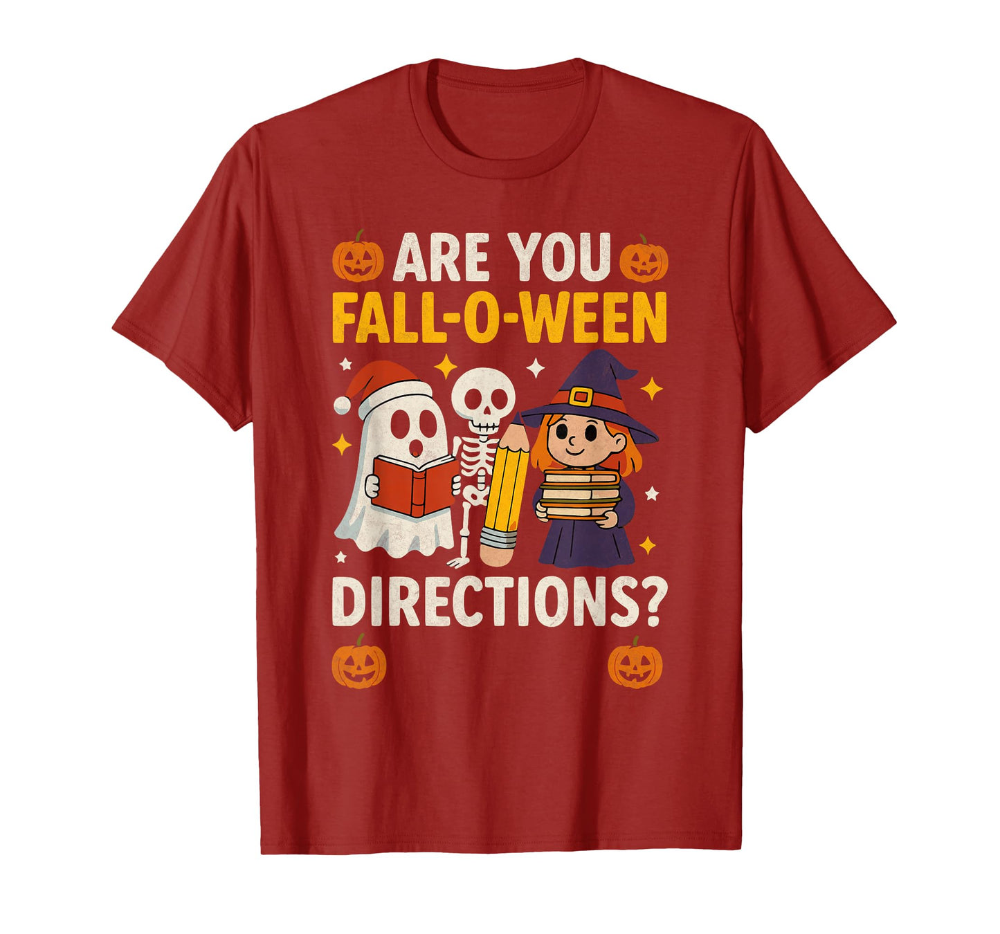 Retro are You Fall O Ween Directions Teacher Halloween Ghost T-Shirt