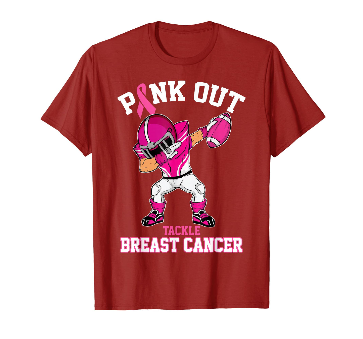 Pink Out Tackle Breast Cancer Awareness Dabbing Football T-Shirt