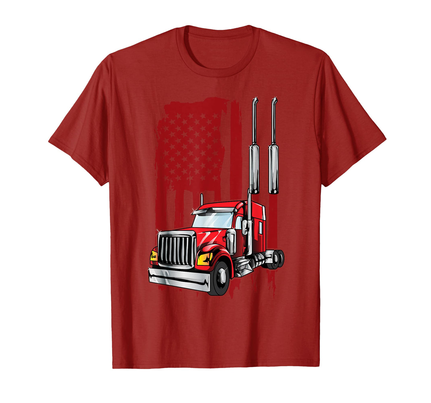American Flag Semi Truck Driver Tee Truck Lovers Trucker Women Kids Men T-Shirt