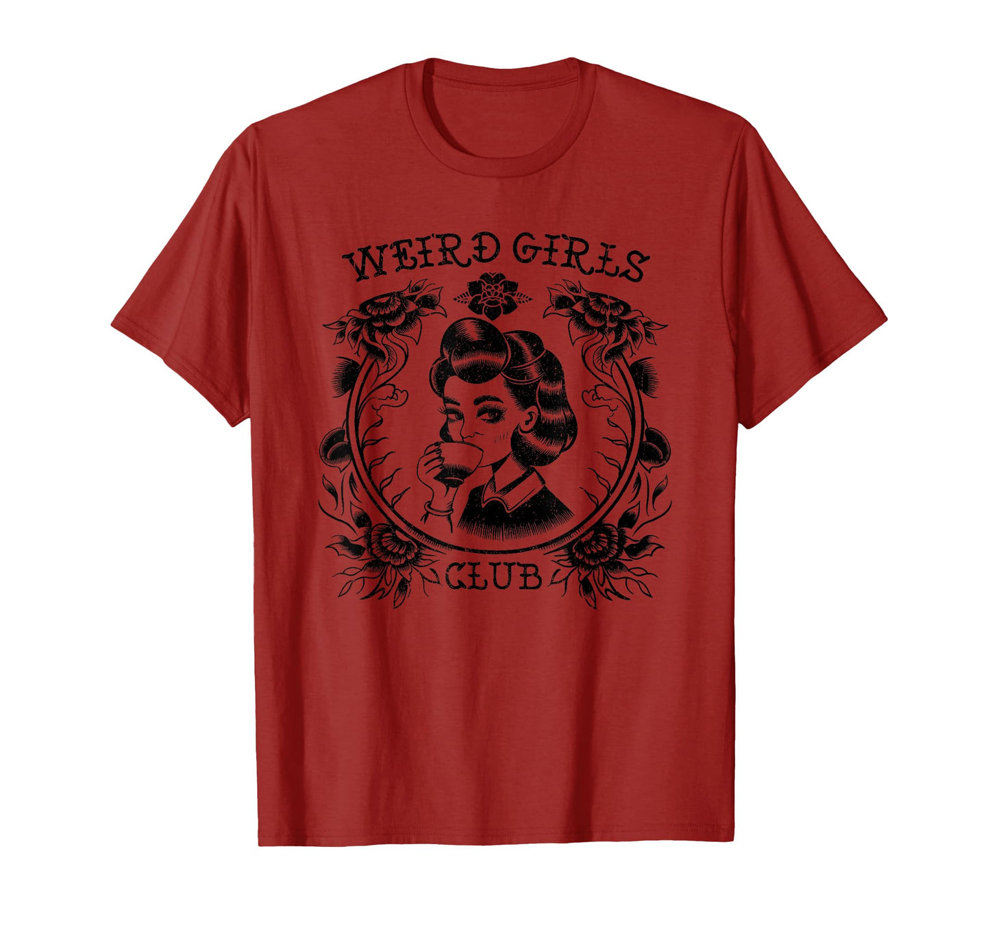 Weird Girls Club Retro Gothic Floral Alt Girl T-Shirt