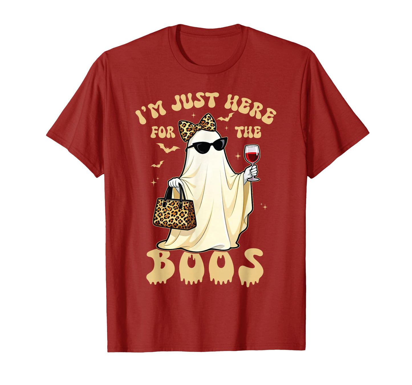 I'm Just Here for The Boos Funny Groovy Fall Ghost Halloween T-Shirt