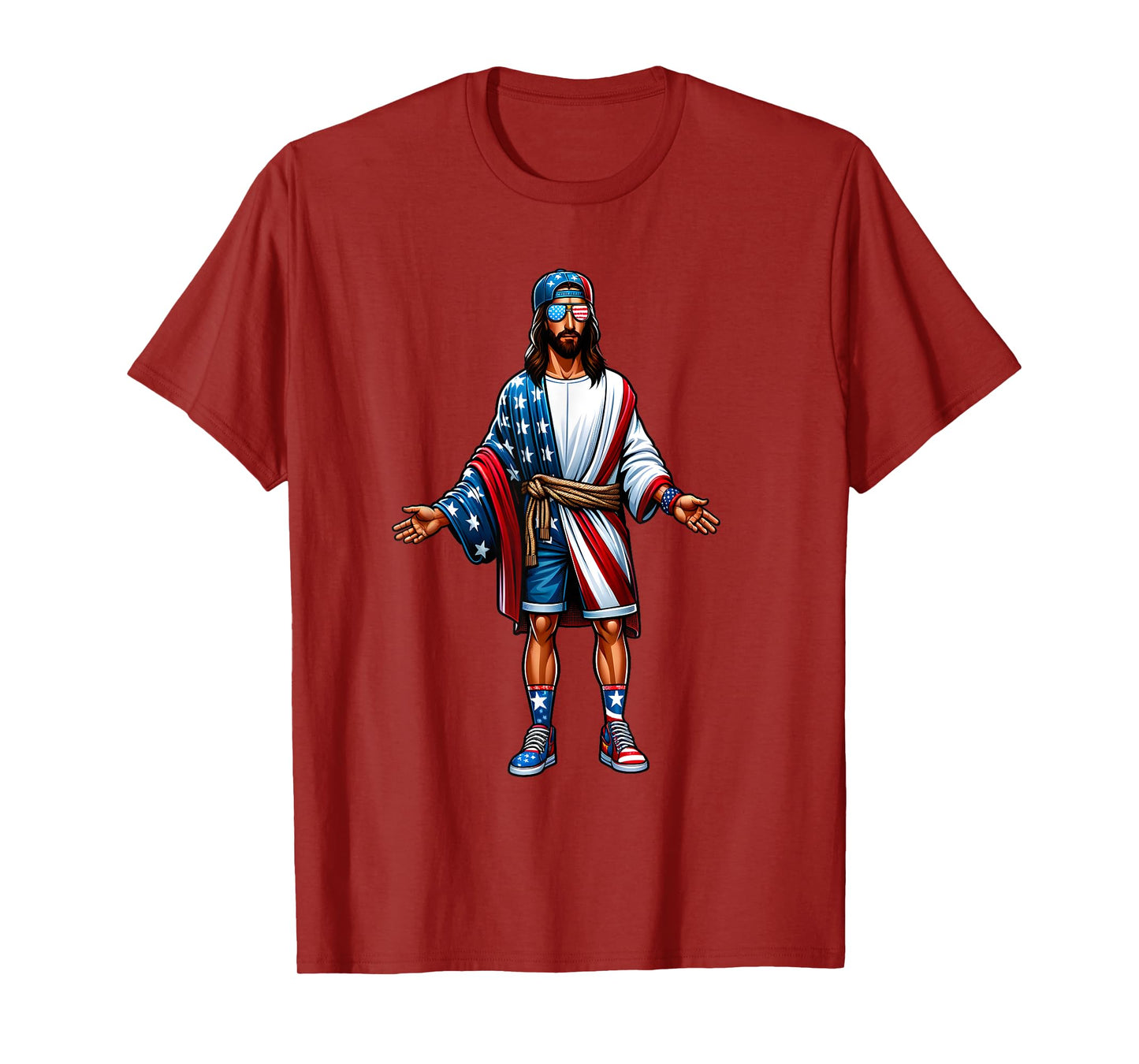 Love Jesus and America Too USA Flag July 4 Christian Church T-Shirt