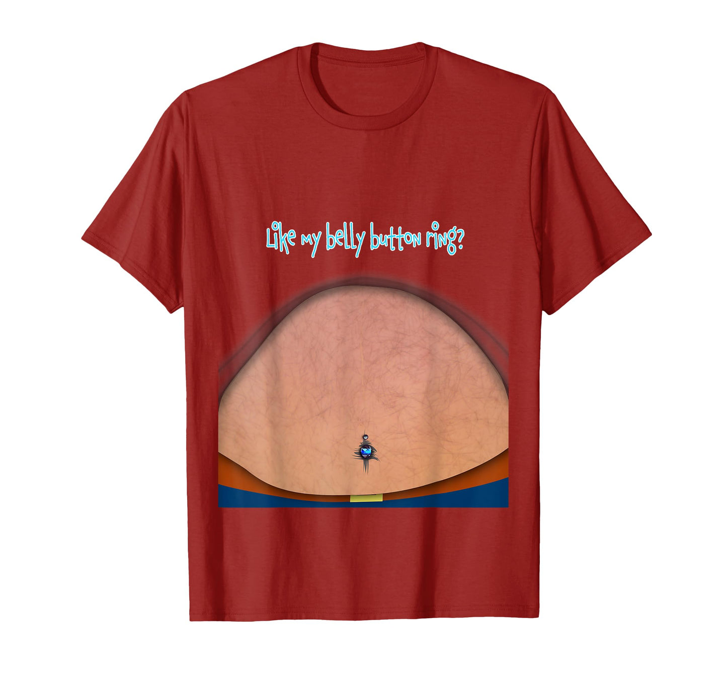 Fake Fat Hairy Belly Dad Bod with Bellybutton Ring T-Shirt
