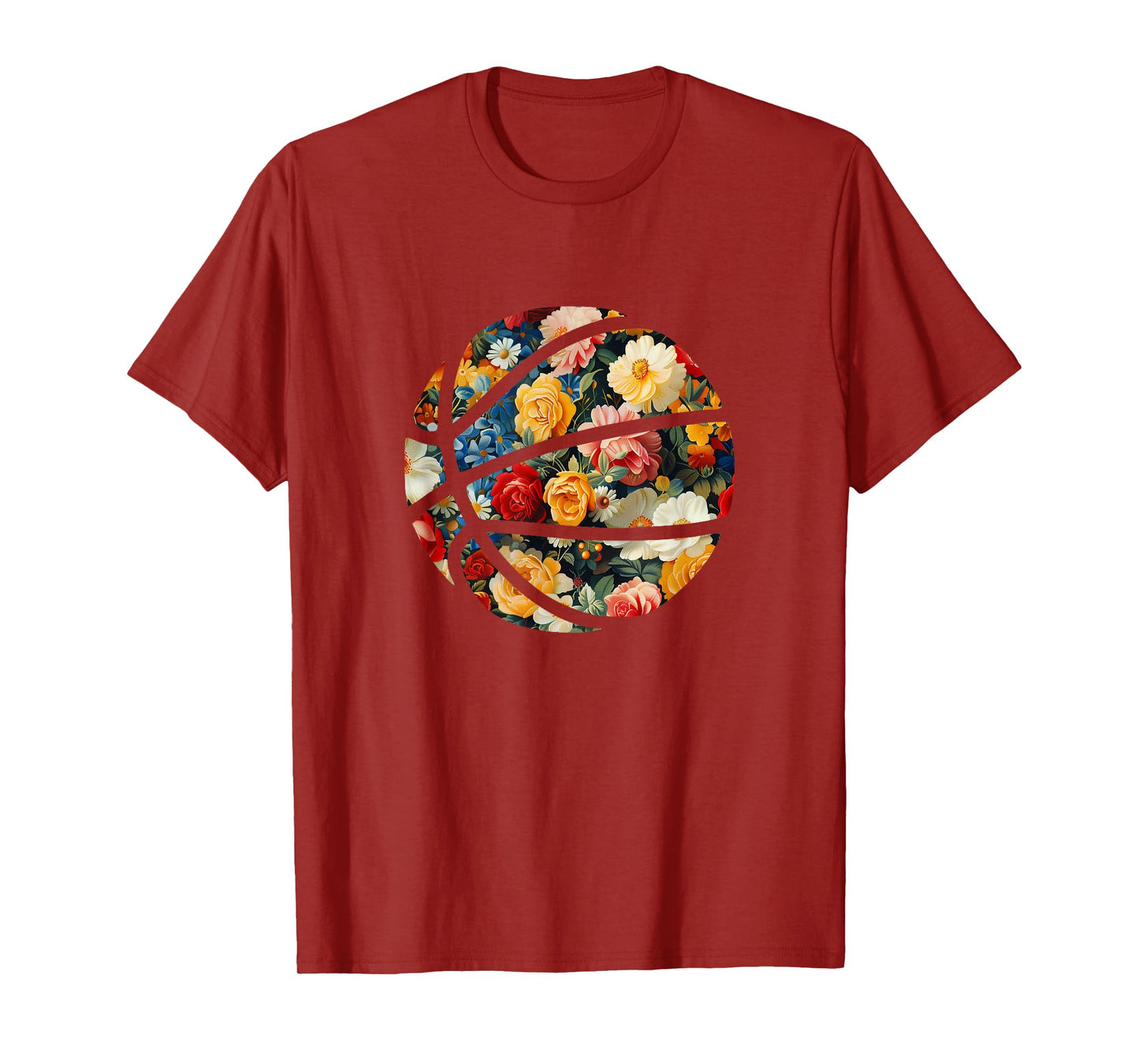 Basketball Silhouette Flowers Botanical Floral T-Shirt