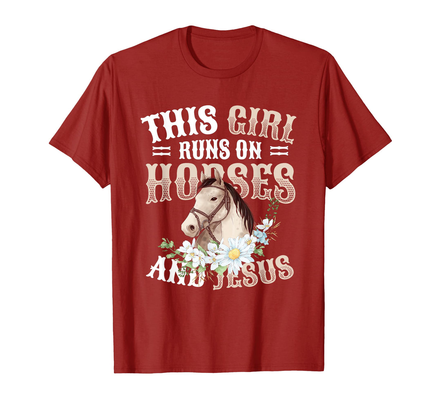 This Girl Runs On Horses And Jesus Girls Horse T-Shirt