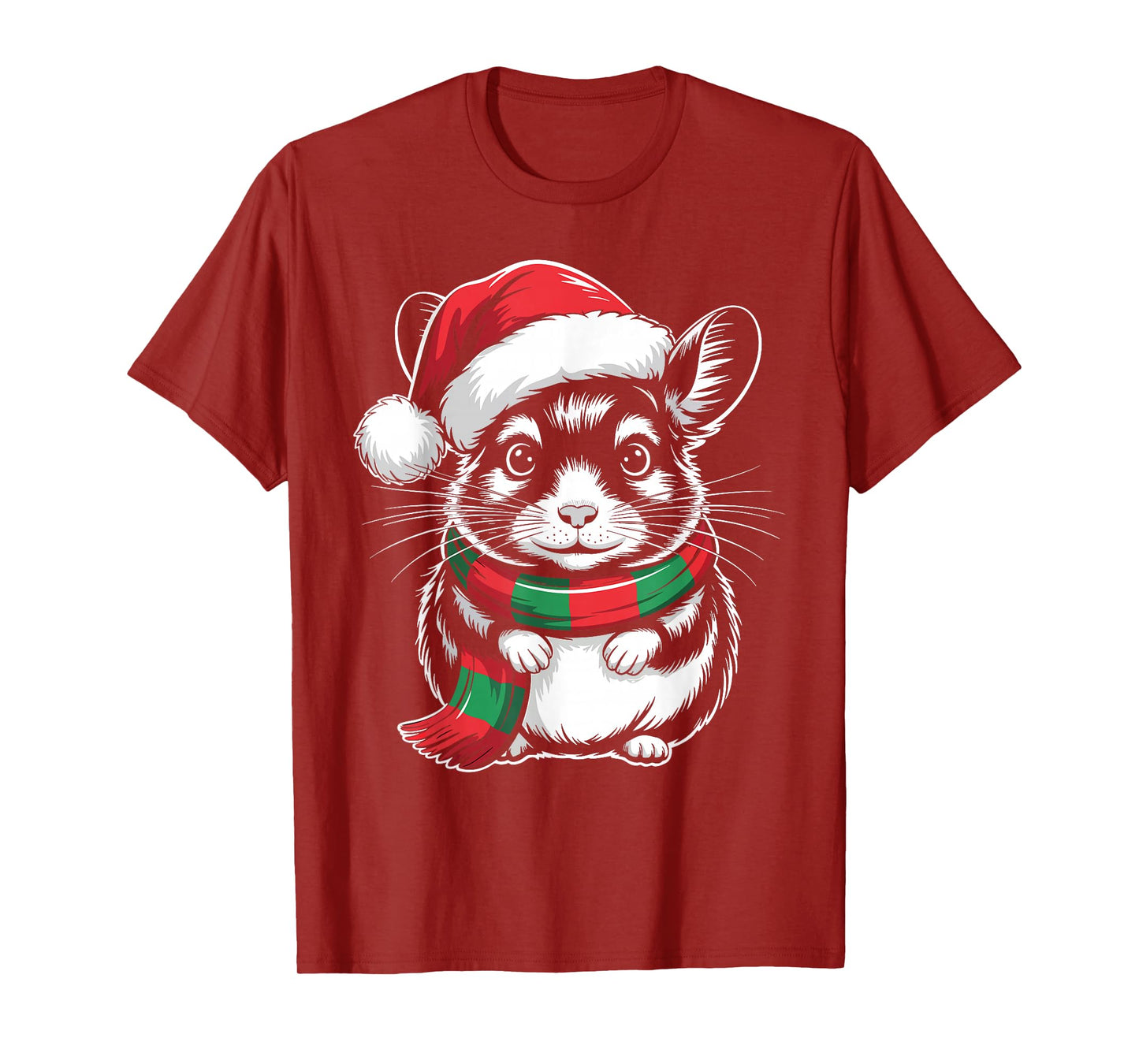 Chinchilla Xmas Santa Hat Scarf Christmas Costume T-Shirt