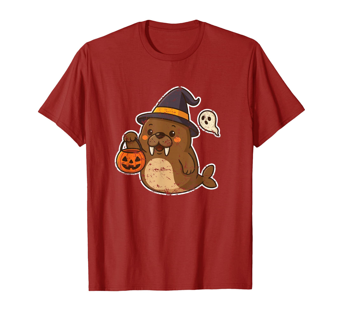 Walrus Witch with Pumpkin Pail T-Shirt