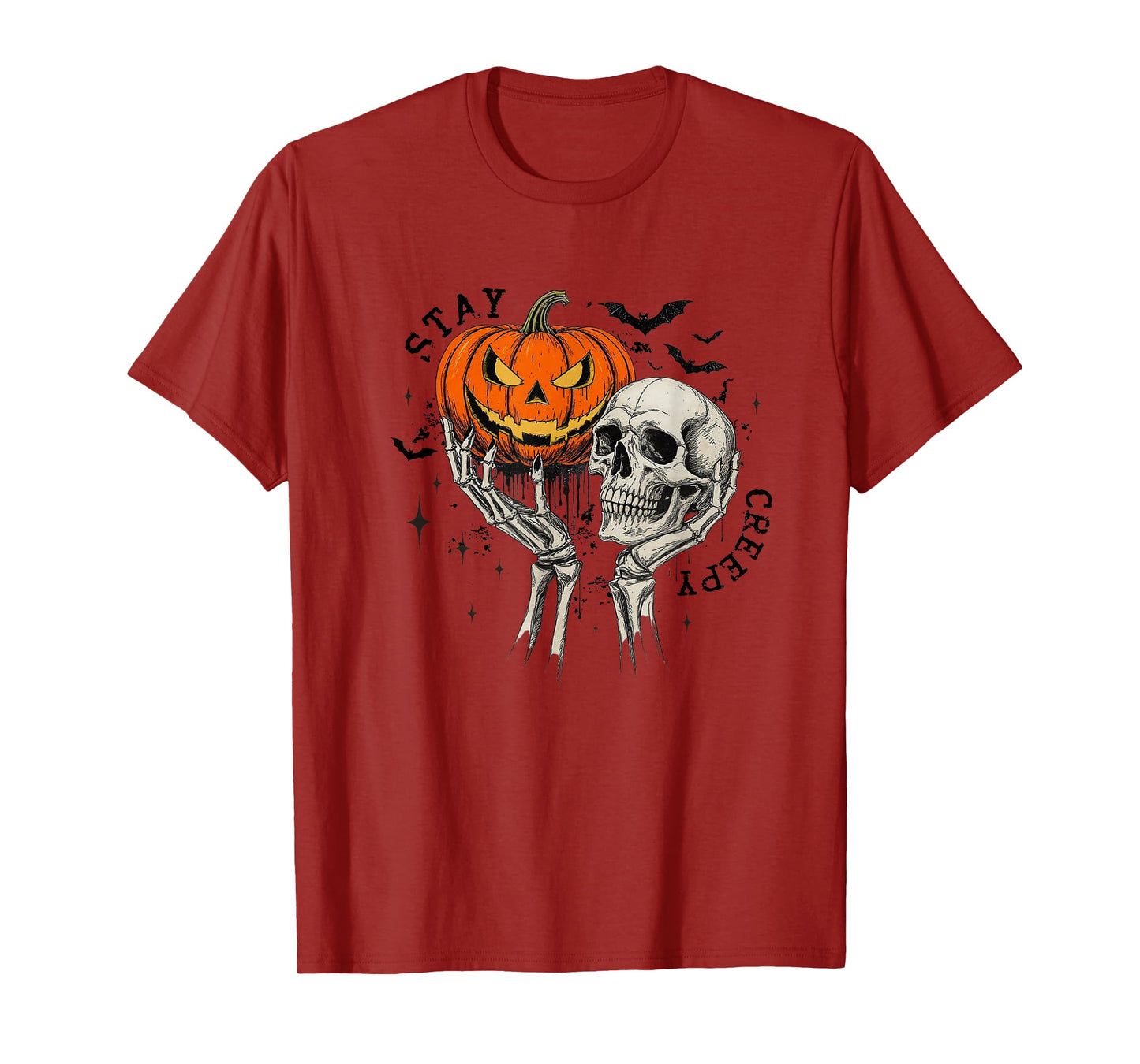 Amazing Spooky Creepy Halloween Pumpkin and Skull T-Shirt