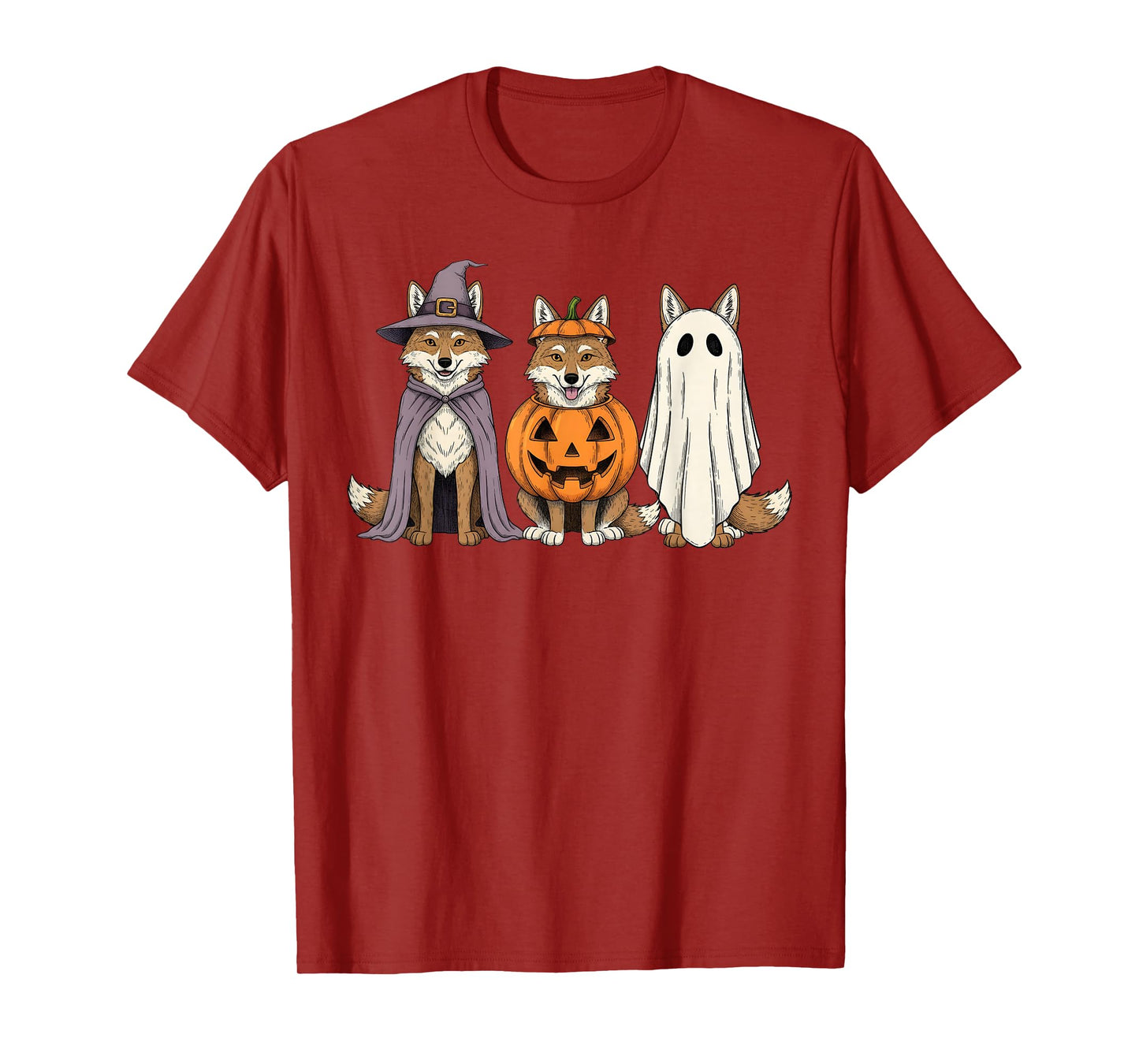 Spooky Ghost Coyote Lover Pumpkin Halloween T-Shirt