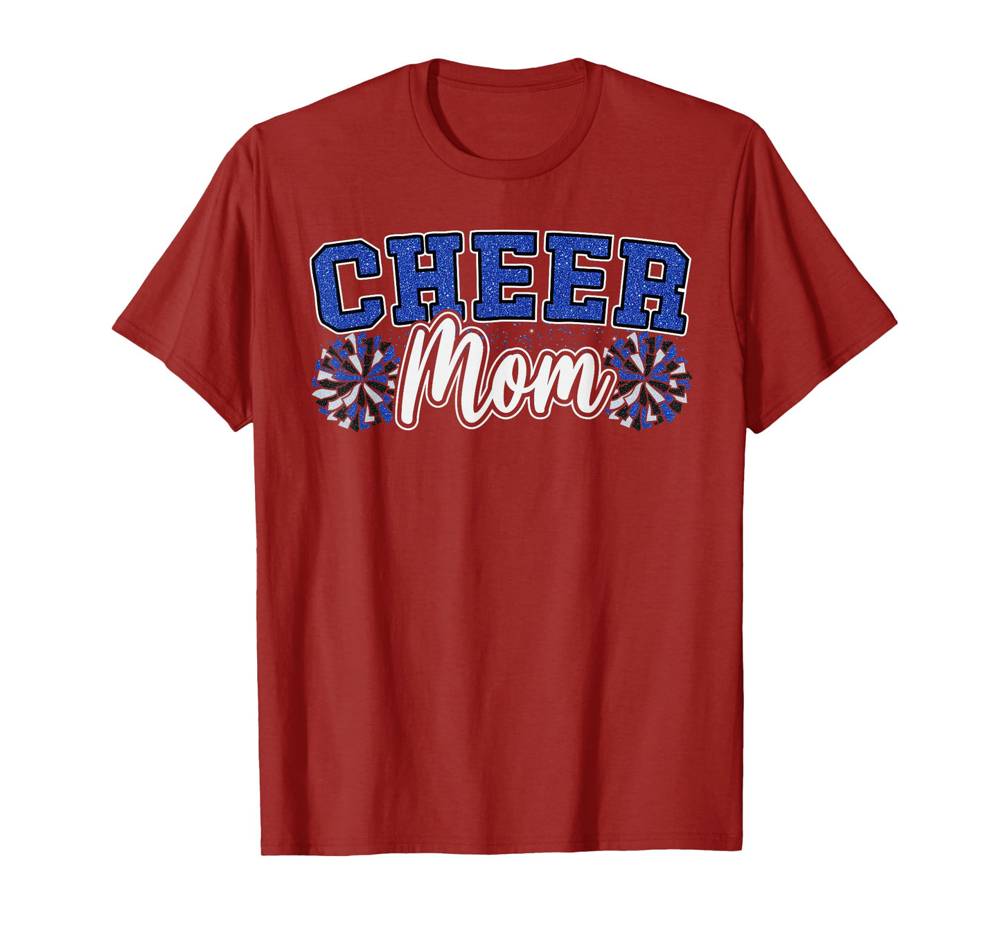 Funny Loud Proud Cheer Mom Mama Cheerleading Blue Black Pom T-Shirt