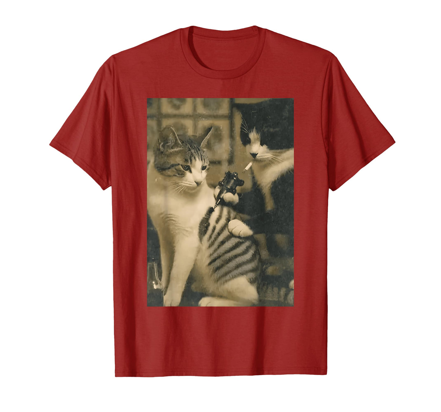 Vintage Cat Smoking Tattoo Inked Kitty Artist Funny Meme T-Shirt
