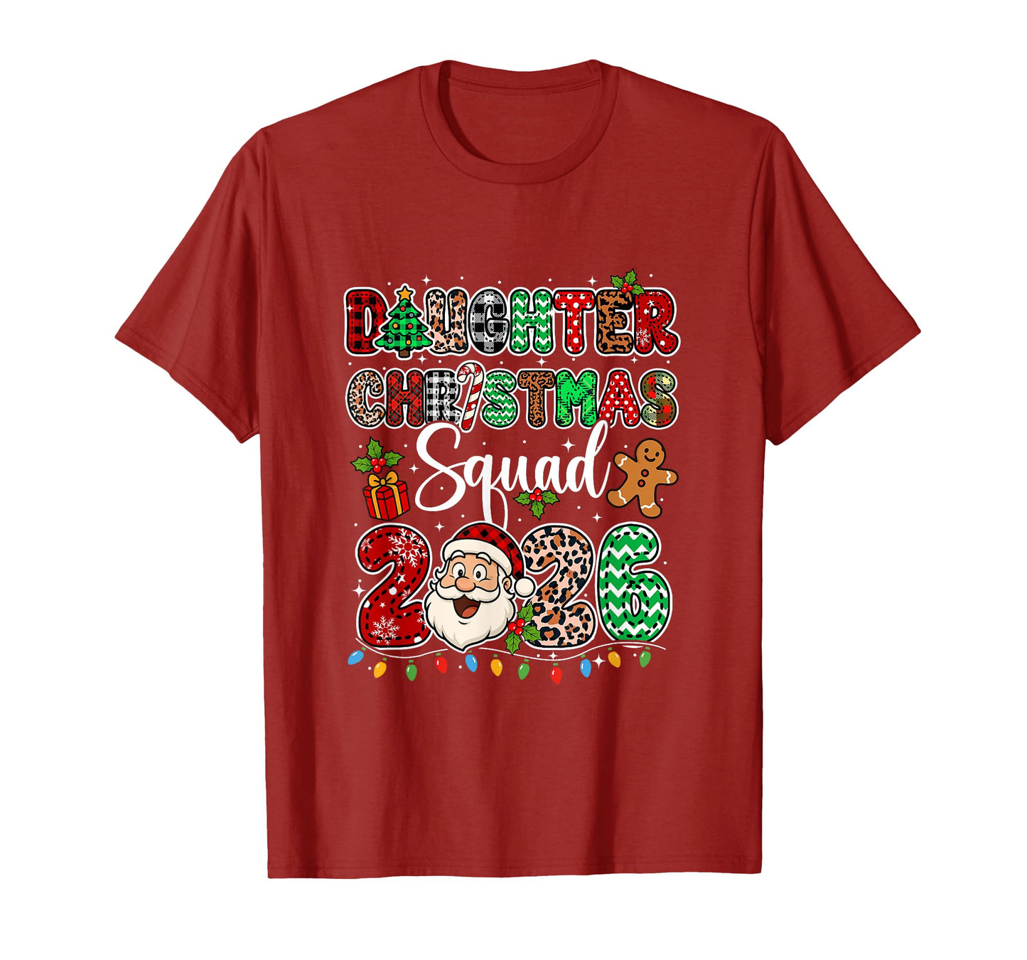 Daughter Christmas Crew 2026 Leopard Santa Family Group T-Shirt