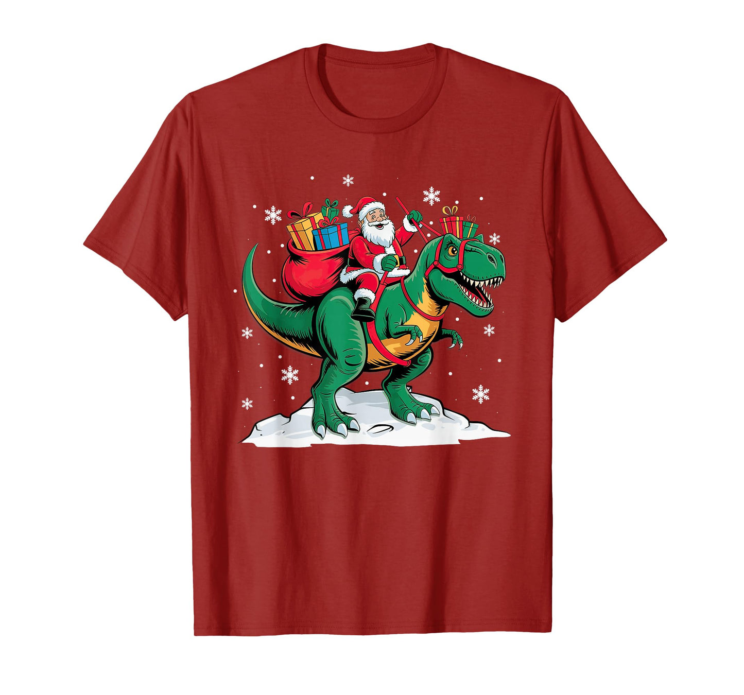 Santa Riding Dinosaur T rex Christmas Xmas Men Boys Kids T-Shirt