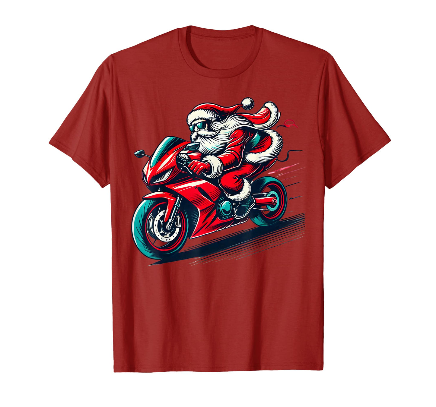 Motorcyclist Santa Riding Motorcycle Biker Christmas Graphic T-Shirt