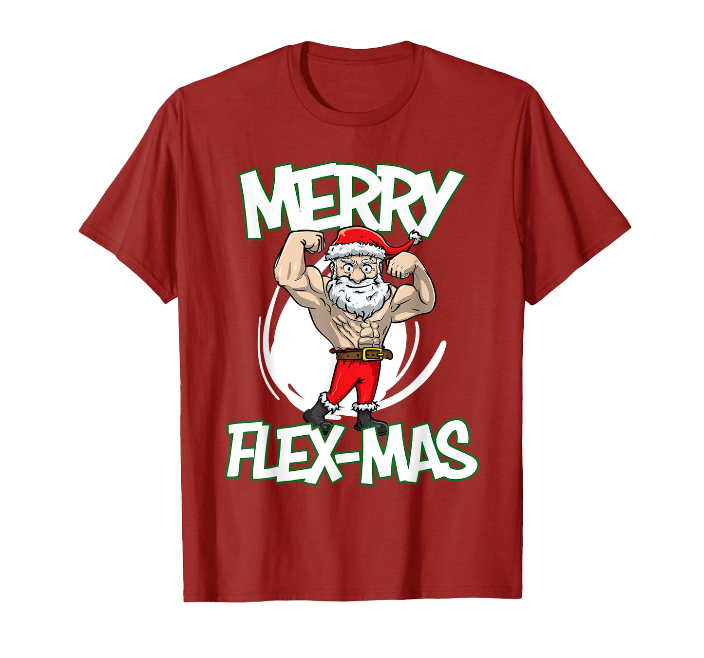 Santa Claus Flexing Merry Flex Mas Beard Funny Saying Design T-Shirt