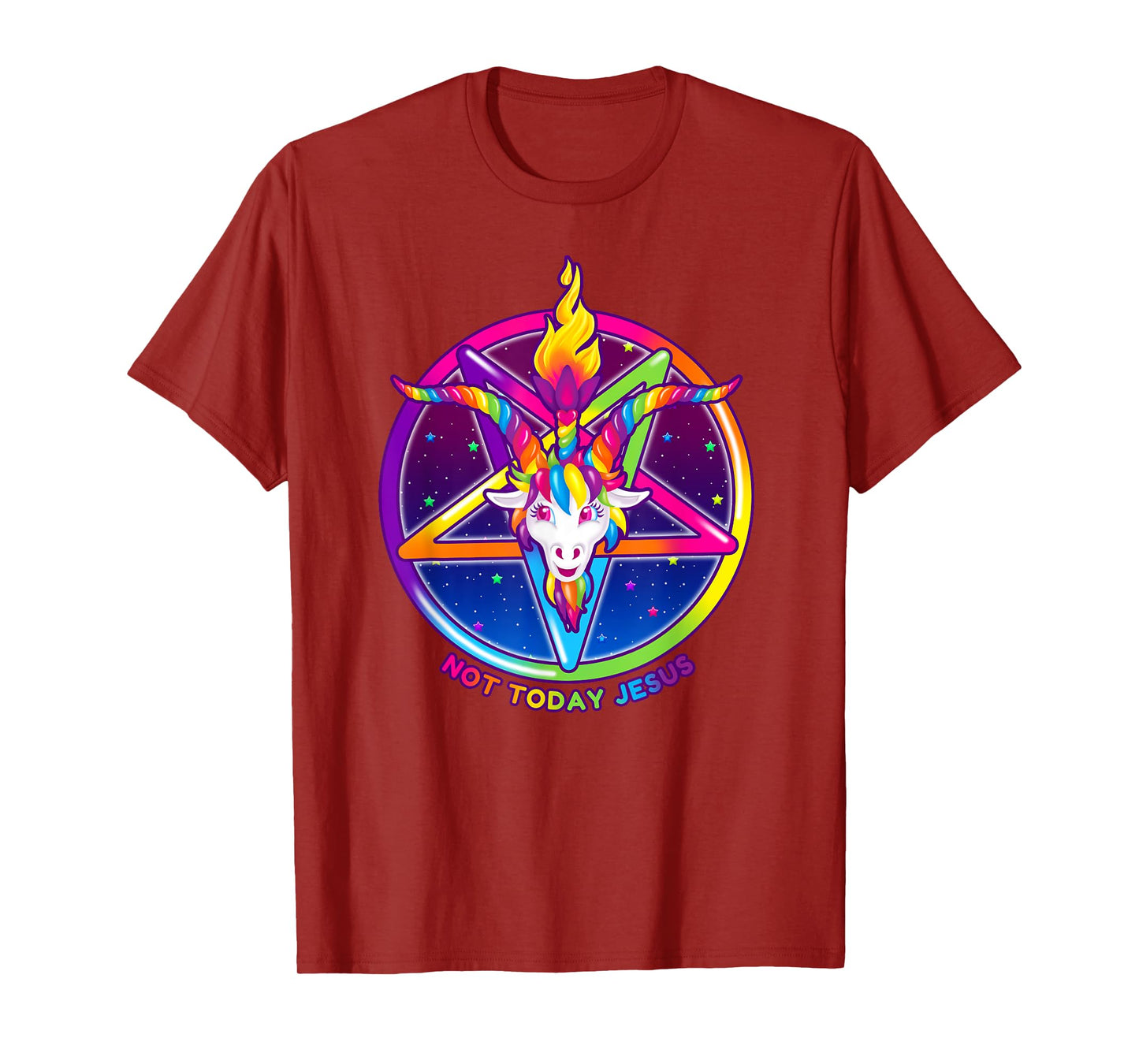 Not Today Jesus Rainbow Baphomet Pentagram Sigil Satanic T-Shirt