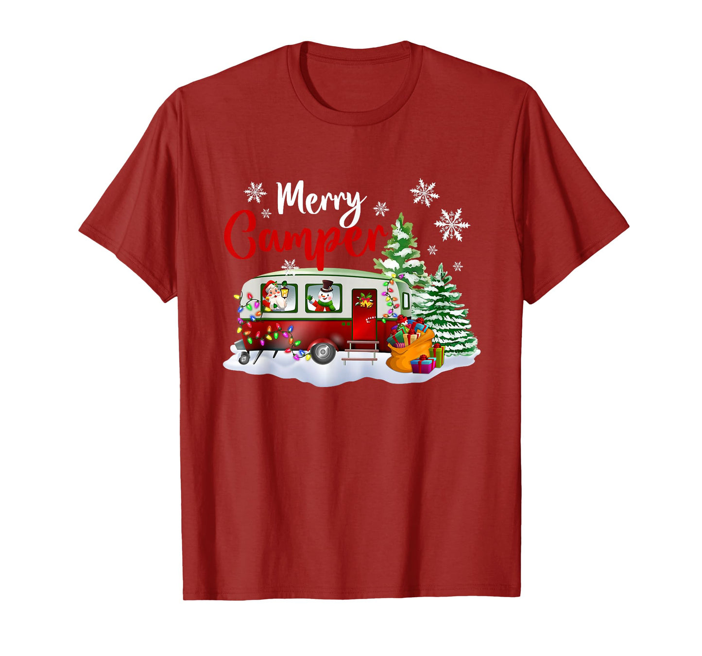 Merry Camper Christmas Santa Camper Xmas Tree Men Women T-Shirt