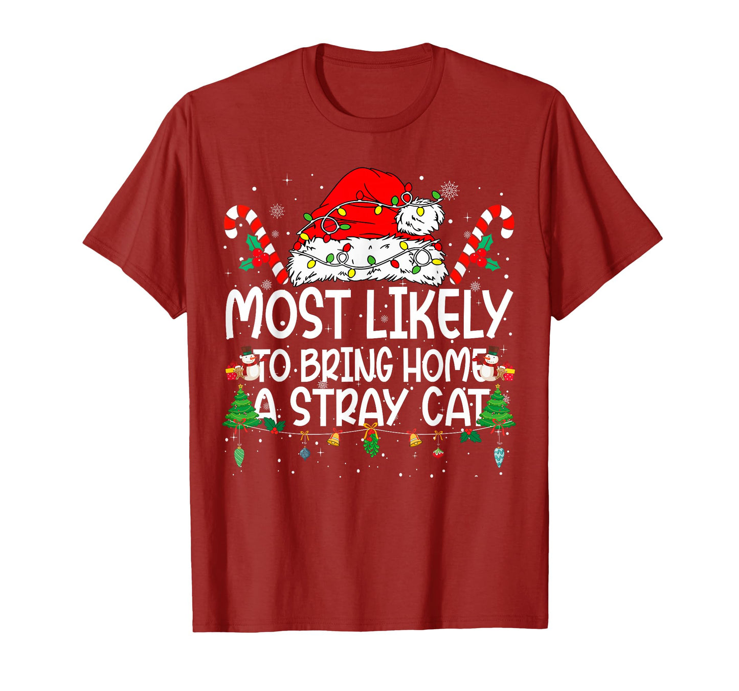 Family Matching Xmas Most Likely to Bring Home A Stray Cat T-Shirt
