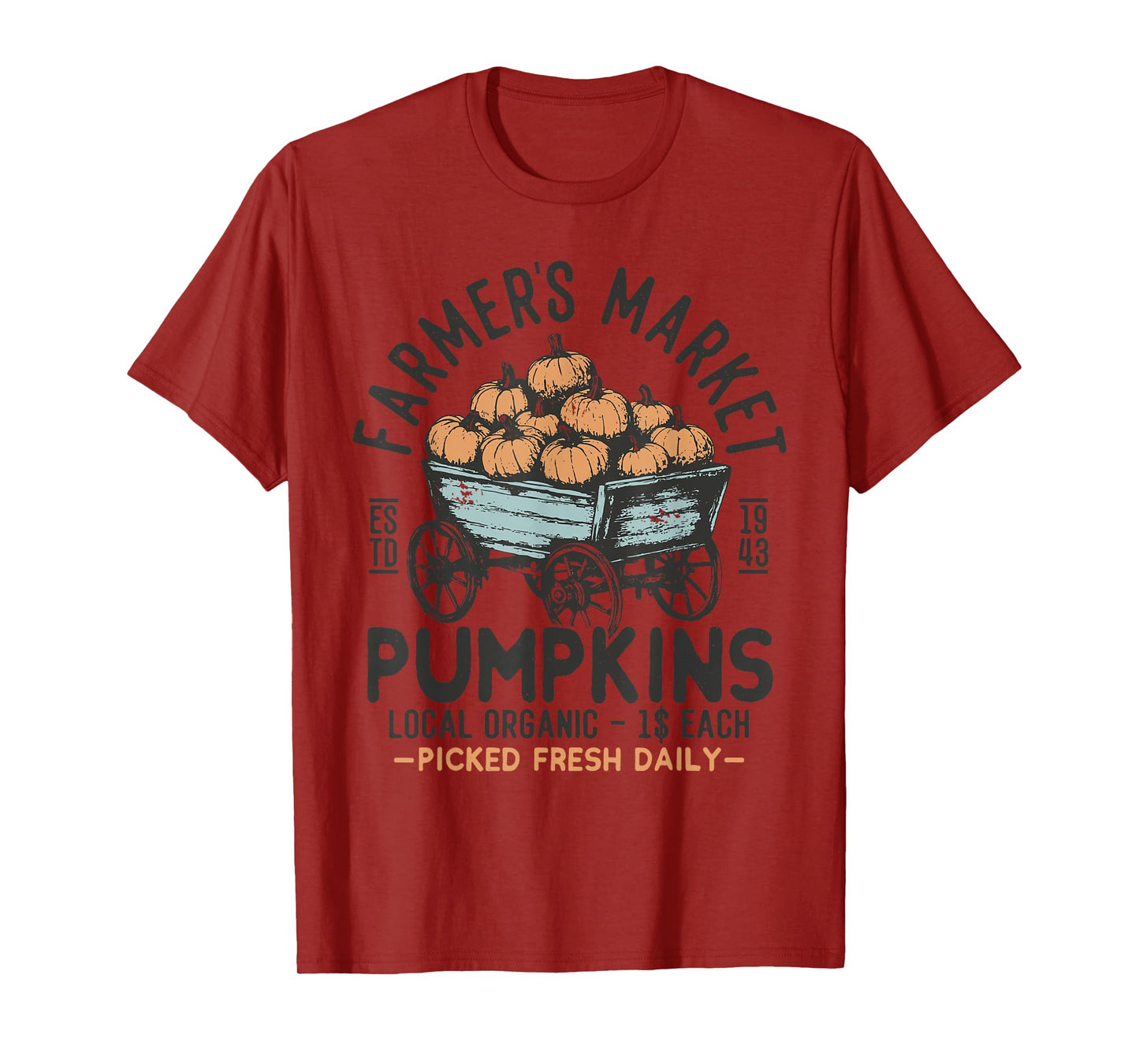 Vintage Farmer's Market Pumpkins Retro Thanksgiving T-Shirt