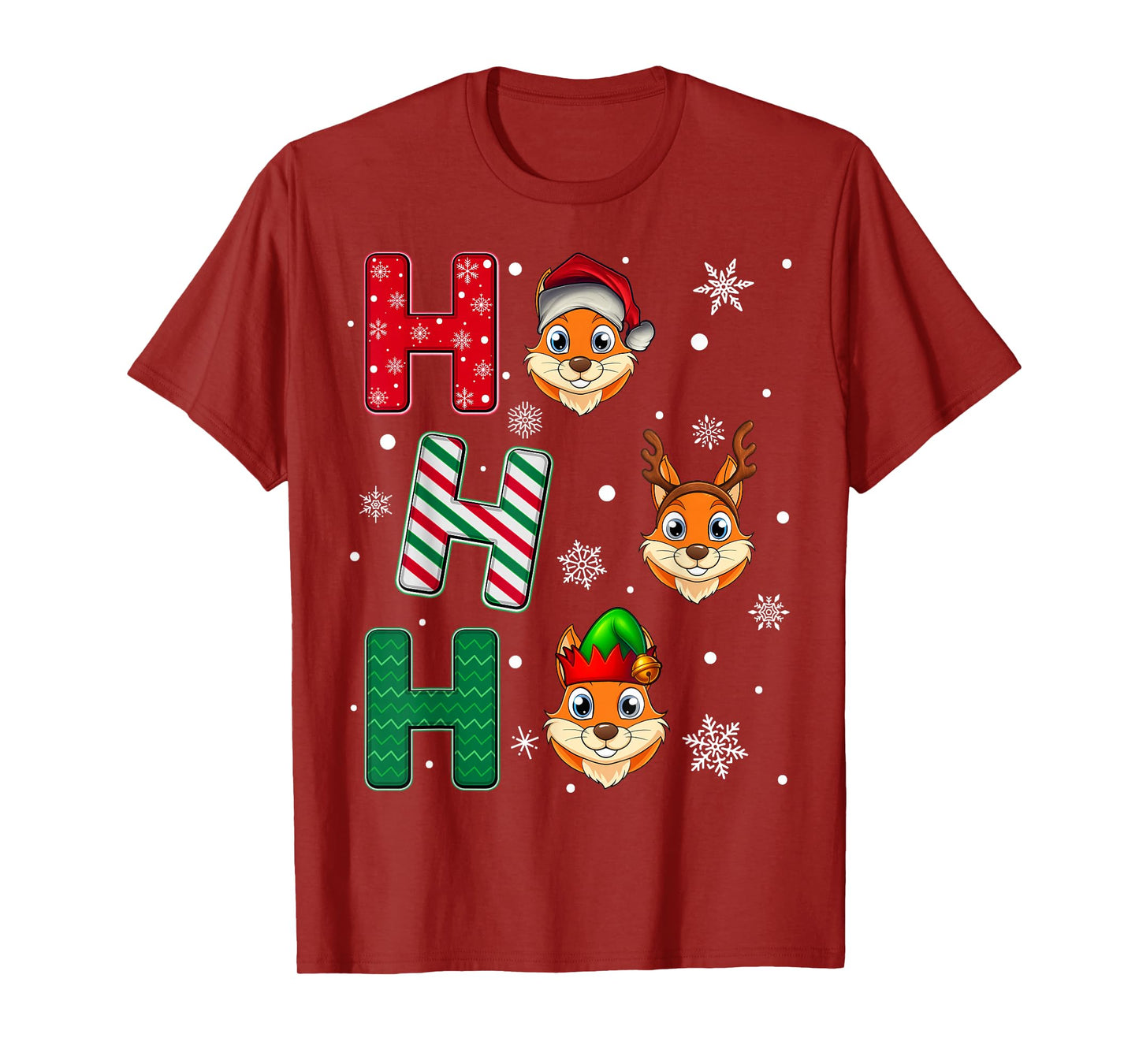Ho Ho Ho Chipmunk Animal Matching Santa Elf Xmas T-Shirt