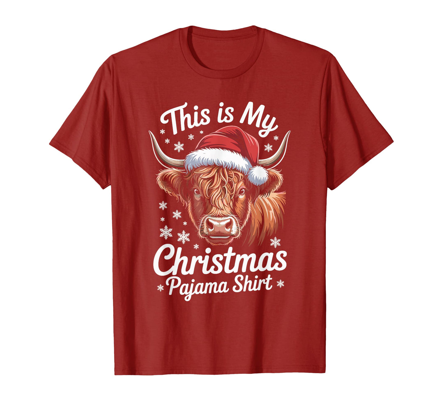 Highland Cow Santa Hat Christmas Highland Cattle Xmas T-Shirt