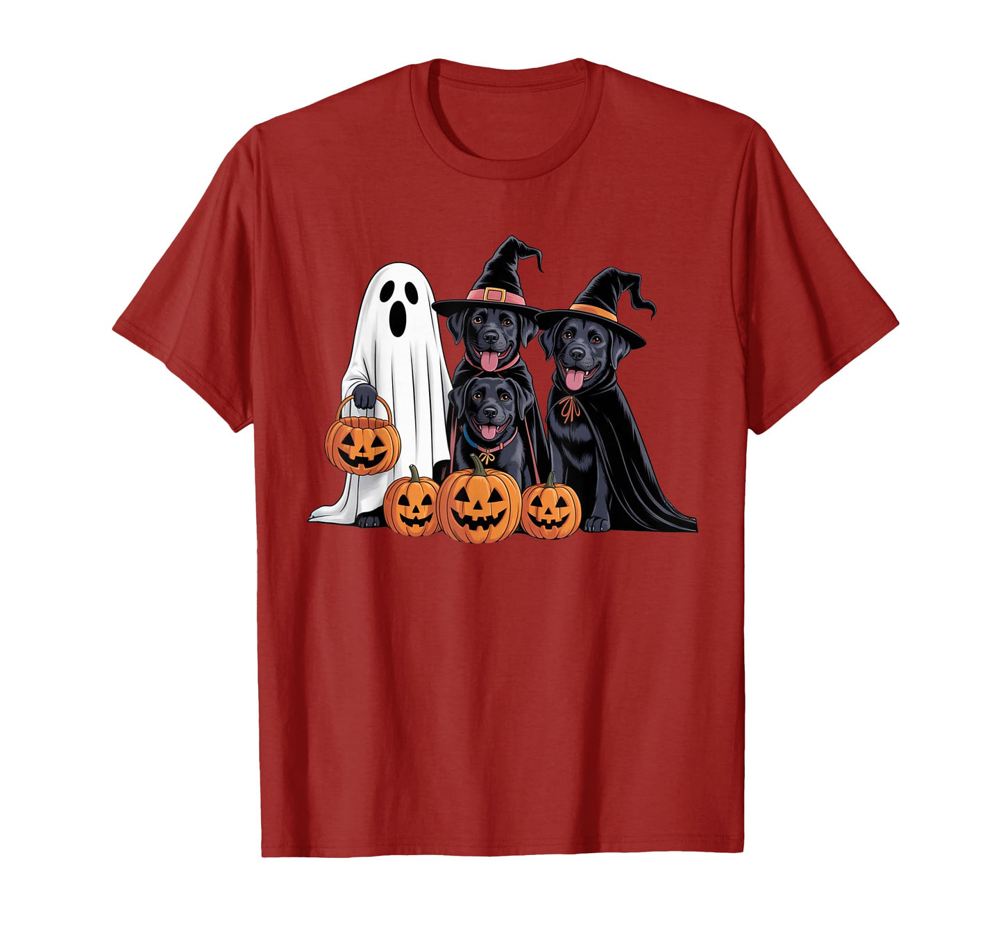 Halloween Dog Black Labrador Lovers Pumpkins Spooky Funny T-Shirt