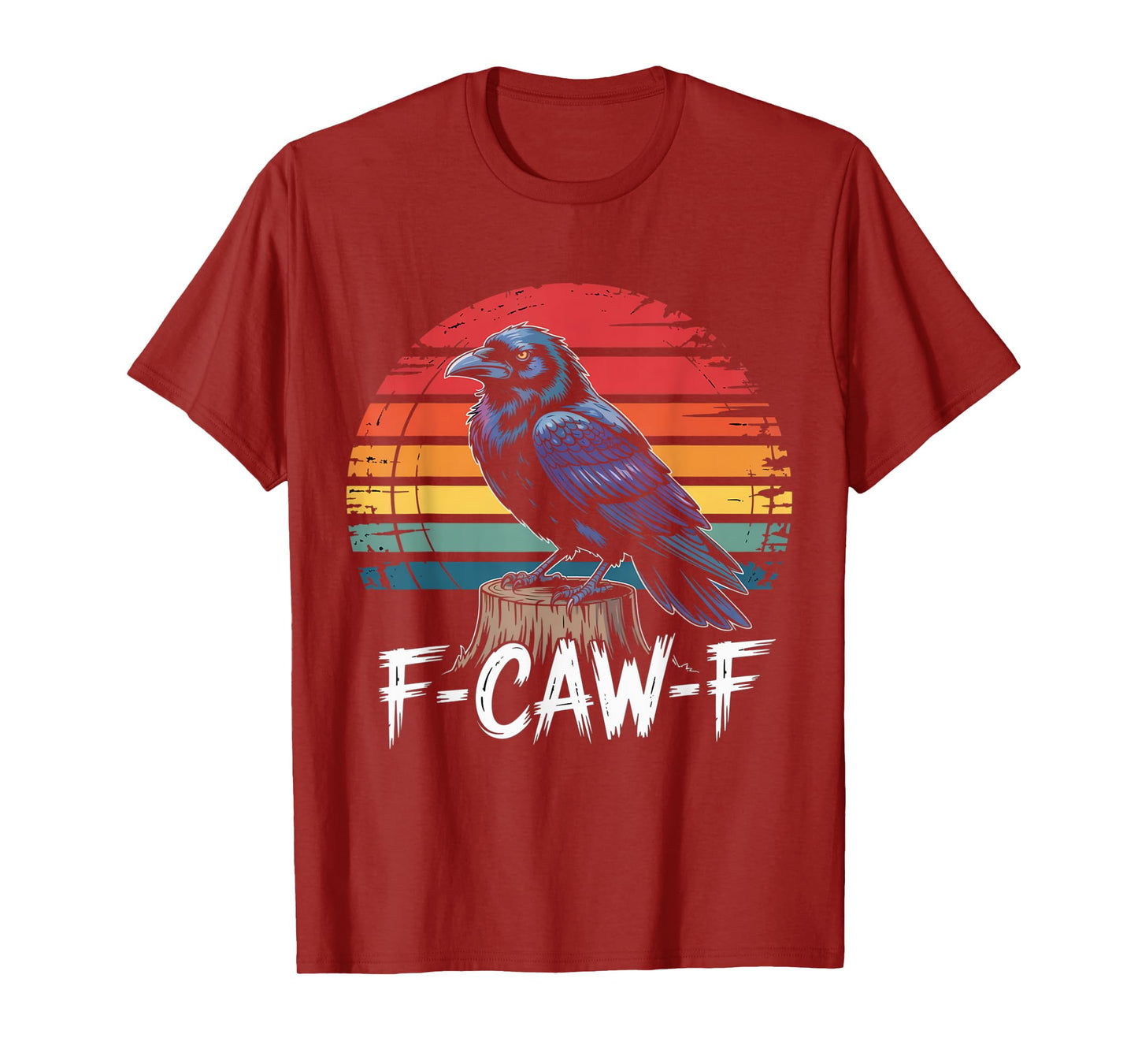 Vintage F-Caw-F Crow Bird Crawing Black Bird Crow Sunset T-Shirt