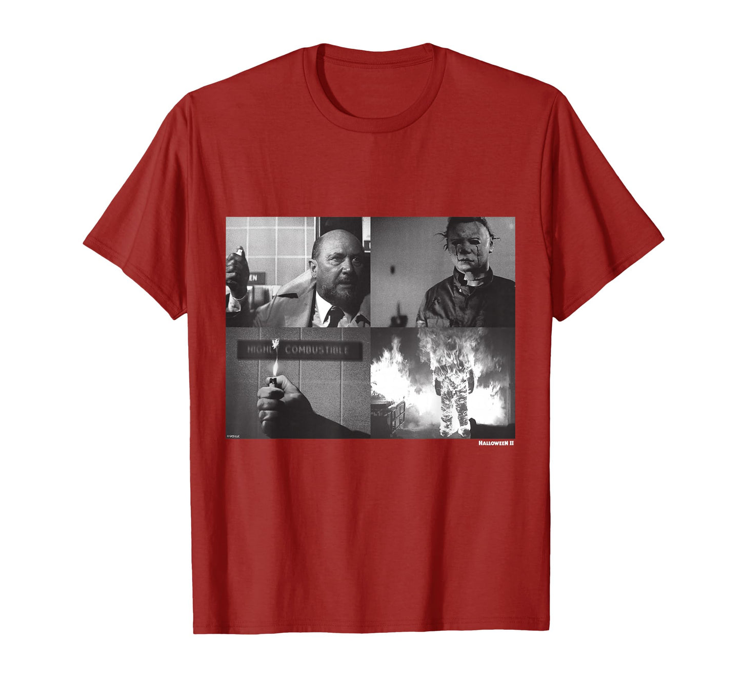 Halloween II Michael Myers and Dr Loomis Fire T-Shirt