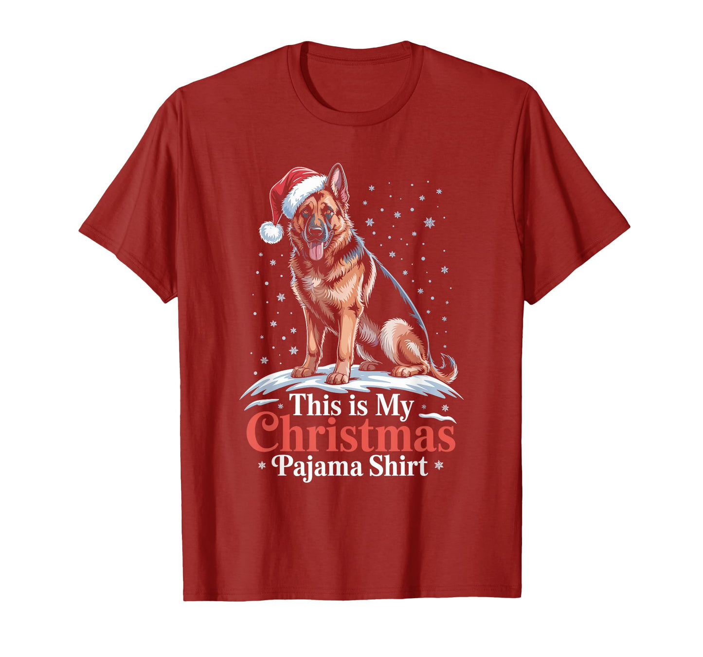 German Shepherd Santa Hat Christmas Dog Holiday Humor T-Shirt