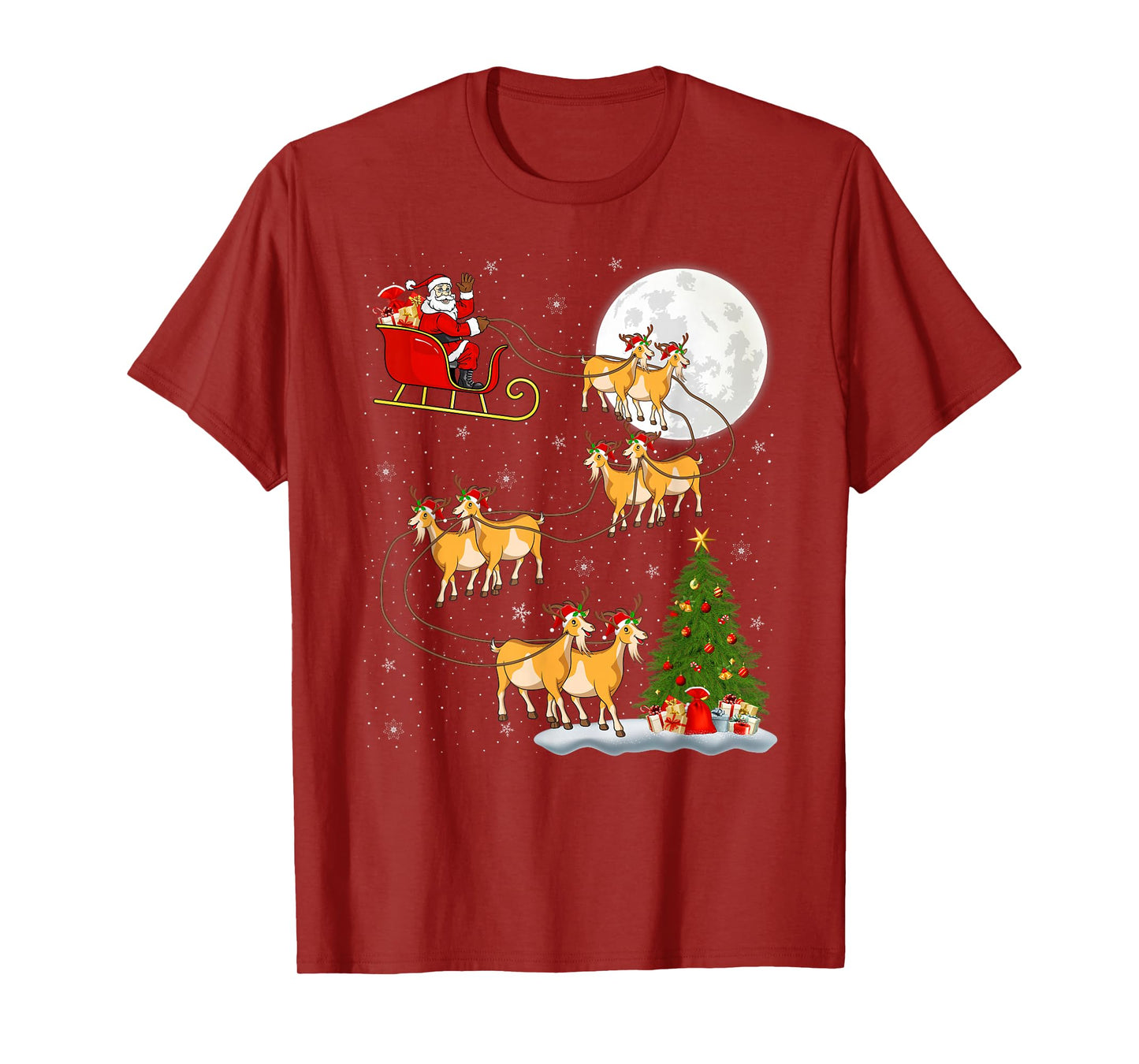 Goat Santa Sleigh Flying Funny Magical Christmas T-Shirt