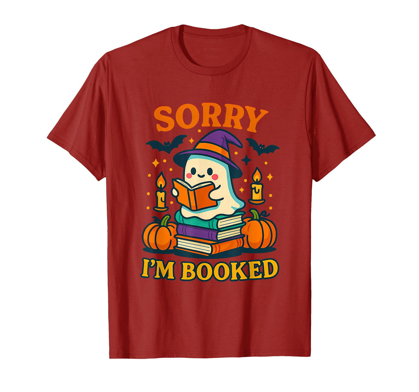Sorry I’m Booked Cute Ghost Reading Halloween T-Shirt