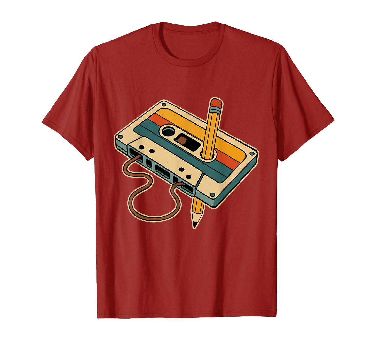 80s 90s Retro Party Costume Nostalgia Cassette Tape Pencil T-Shirt