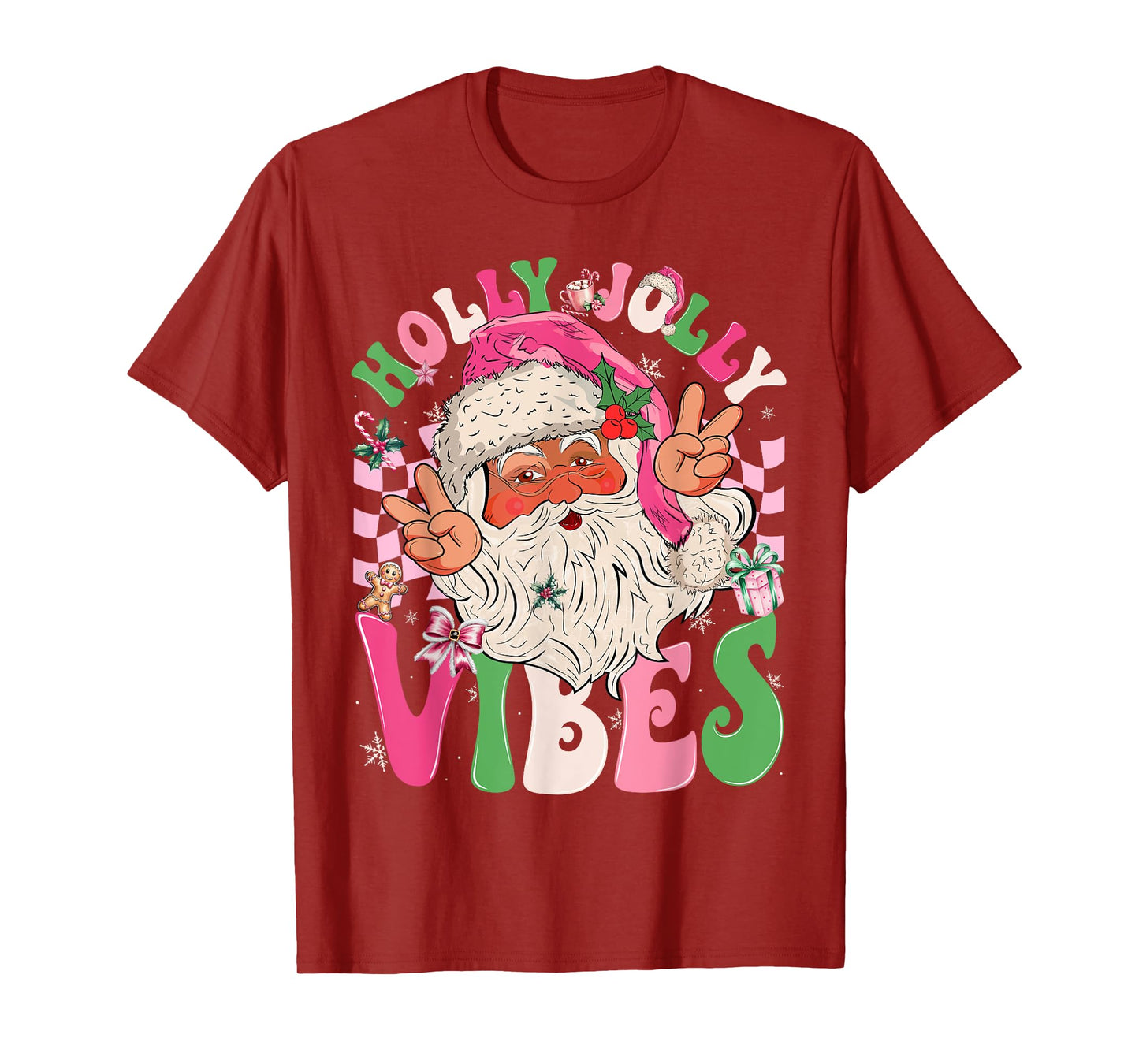 Christmas Vibes Holly Christmas Jolly Santa Winter Holiday T-Shirt