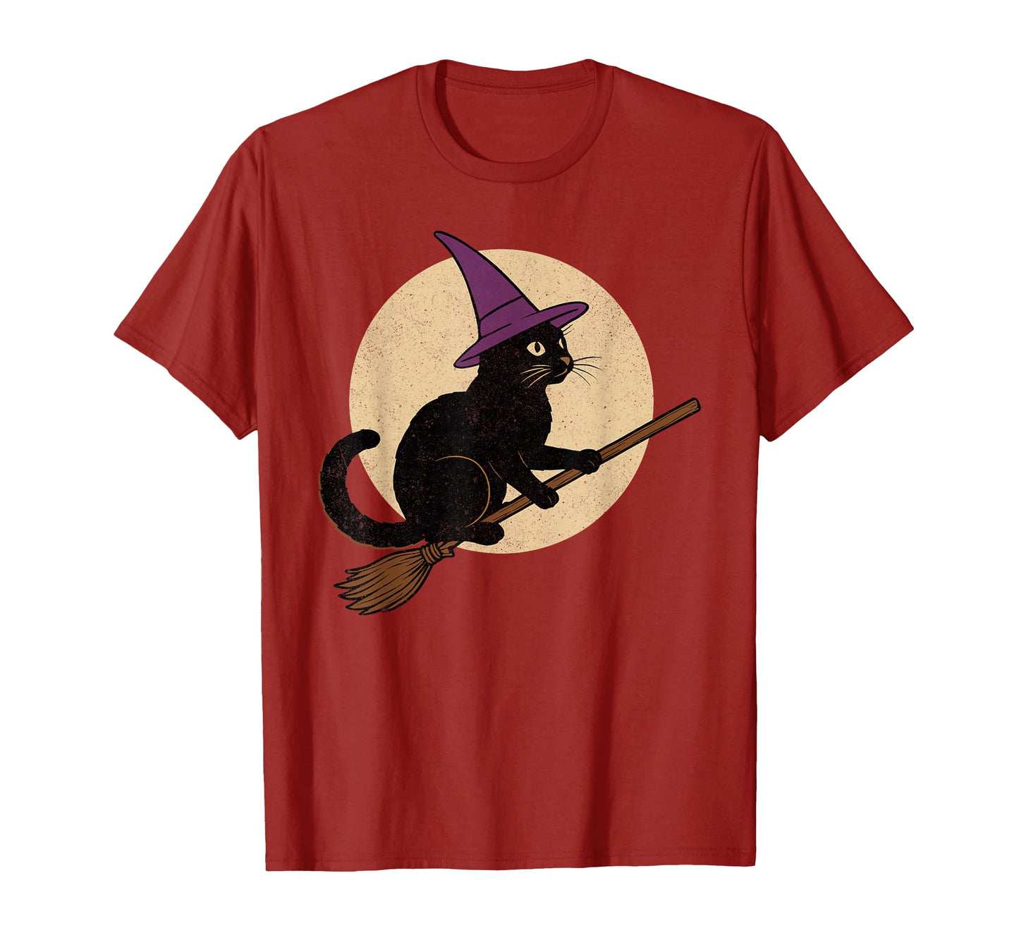 Funny Black Cat Halloween Witch Cat on Moon Night Spooky T-Shirt