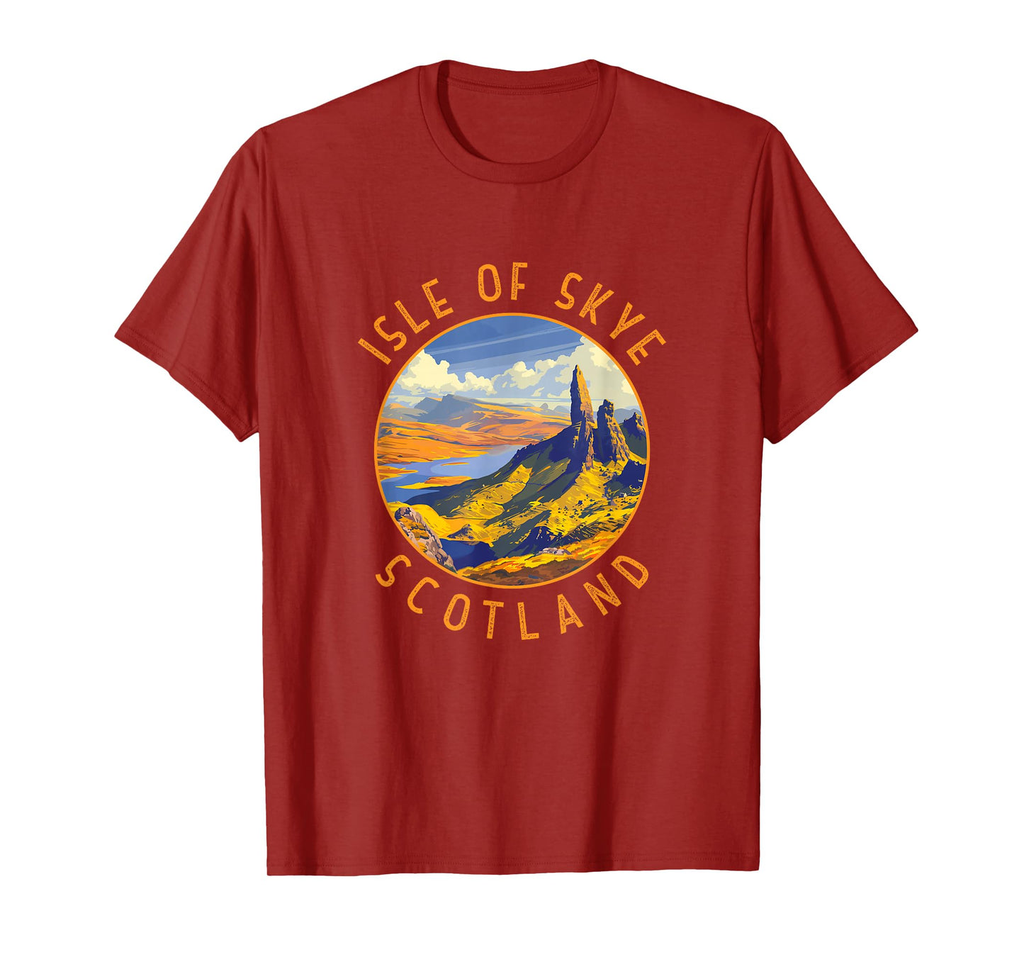 Isle of Skye Scotland Retro Distressed Circle T-Shirt