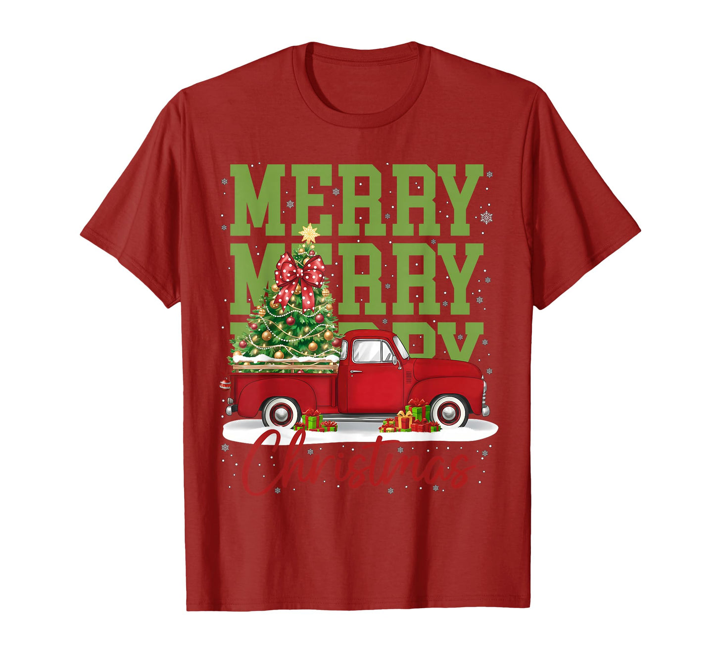 Merry Christmas Red Truck Family Matching Pajama Men Women T-Shirt