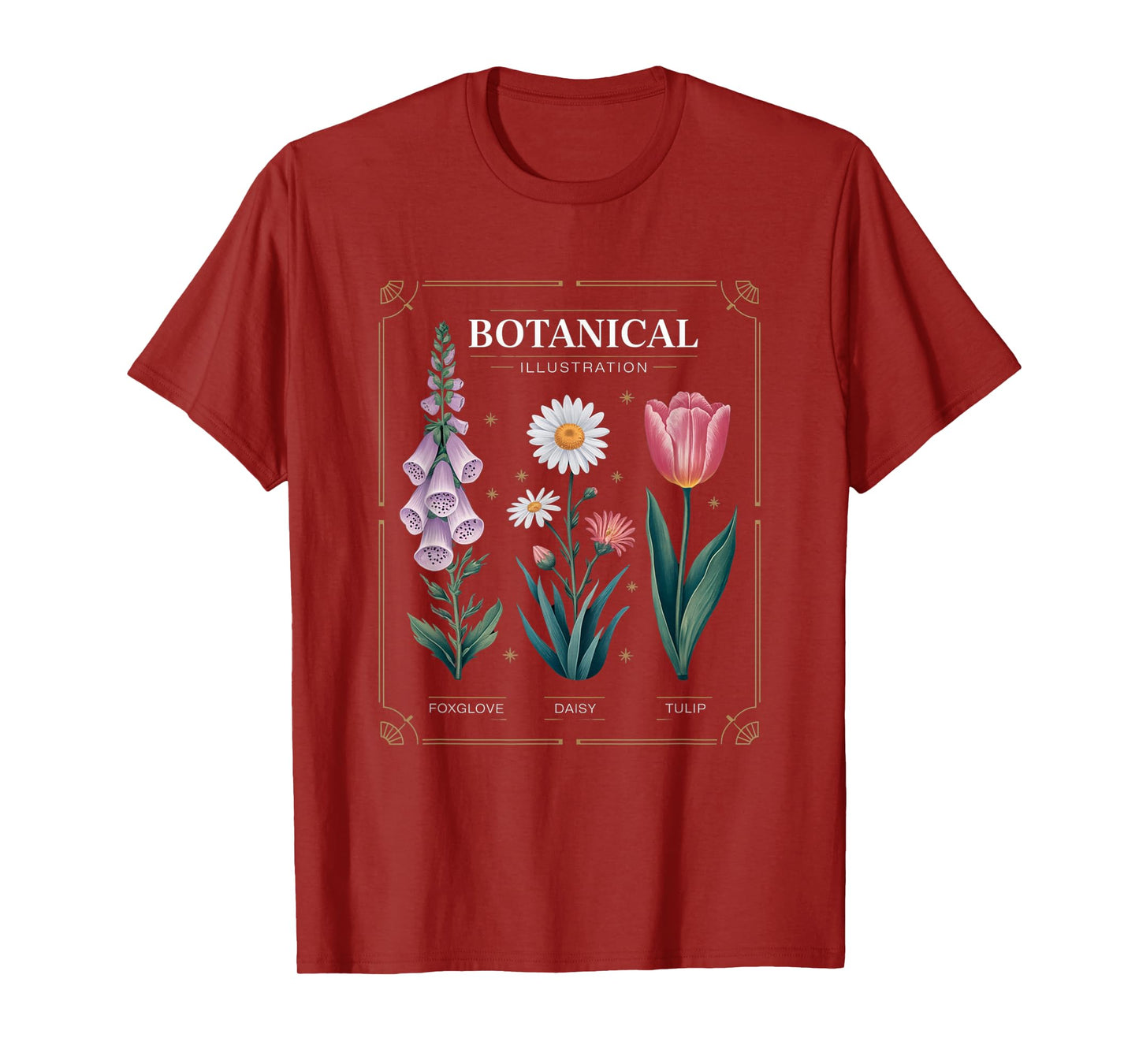Foxglove Daisy Tulip Field Vibe Vintage Flower Arrangement T-Shirt