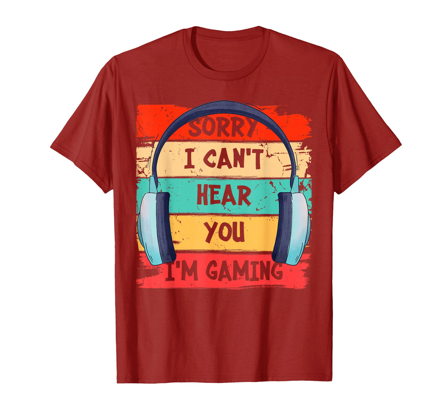 Can't Hear You I'm Gaming Vintage Gamer Headset Graphic T-Shirt