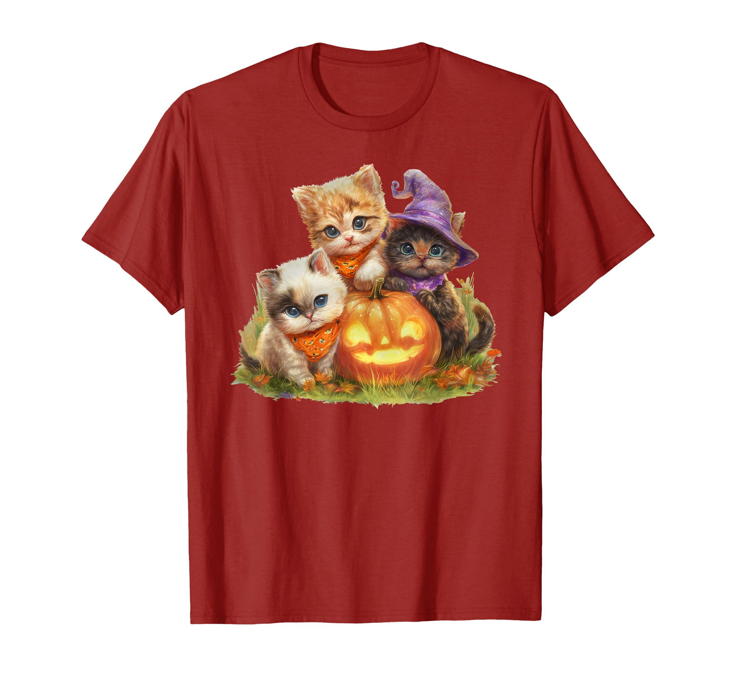 Vintage Kittens Pumpkin Cute Cat Spooky Season Halloween T-Shirt