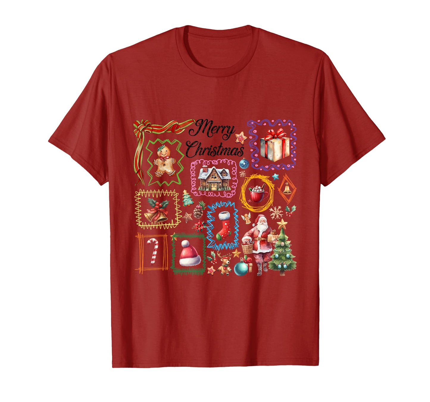 Retro Vintage Santa Preppy Christmas Coquette Xmas Bow Tree T-Shirt