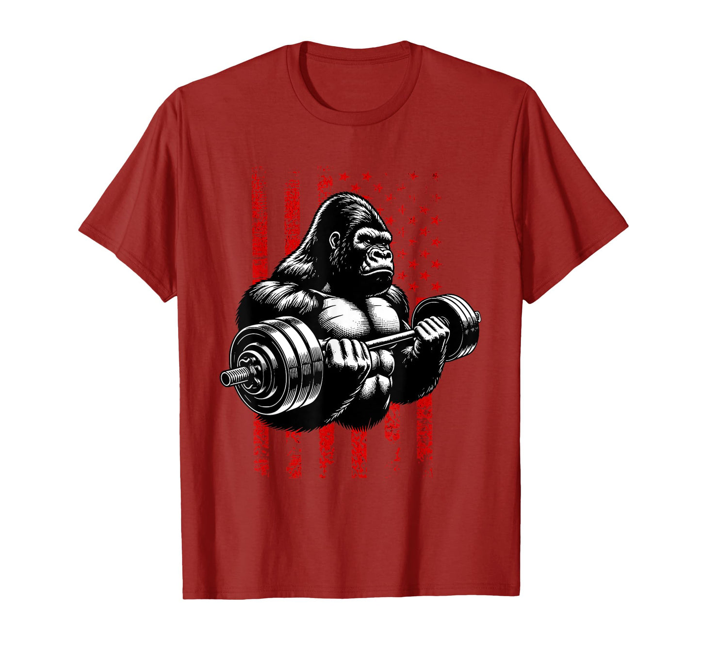 Gorilla lifting Weights | Gym America USA Flag Women Men T-Shirt