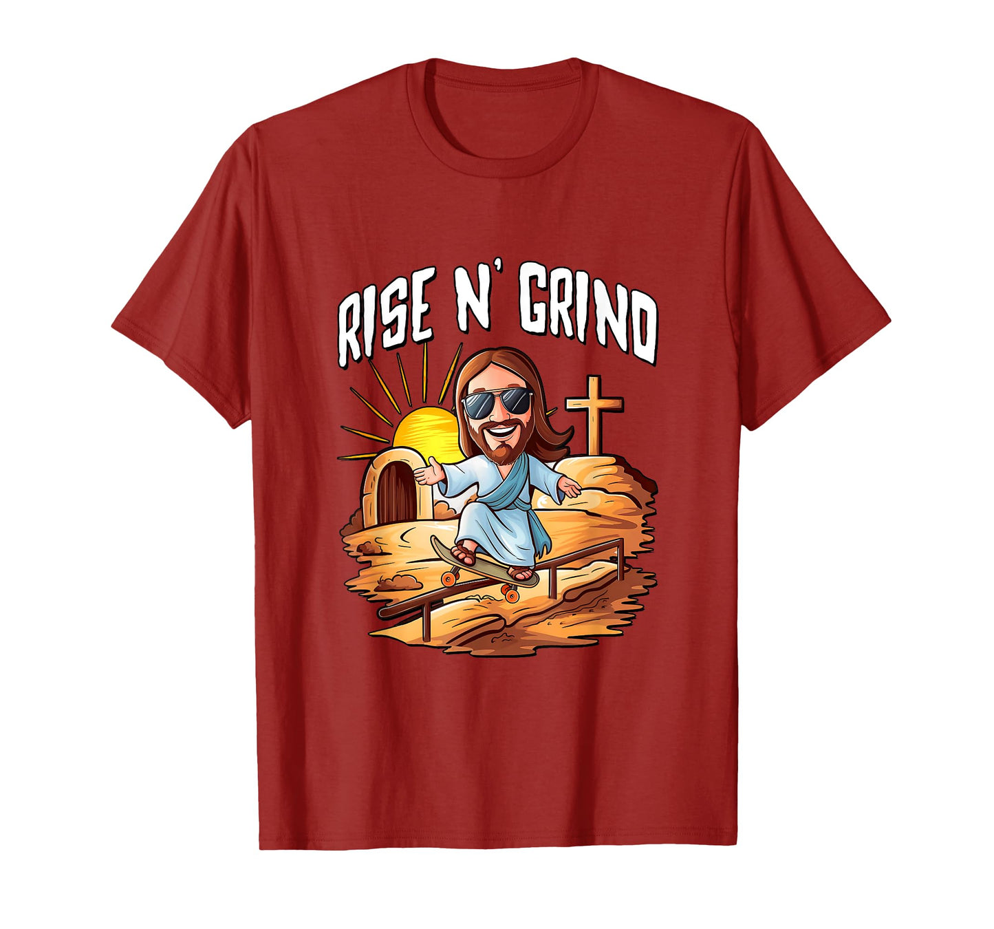 Rise N' Grind - Jesus Riding A Skateboard T-Shirt